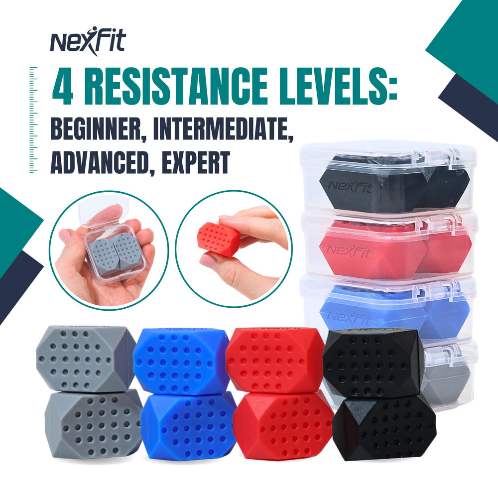 NexFit discreet-use at desk demonstrates portable jaw training during daily routines