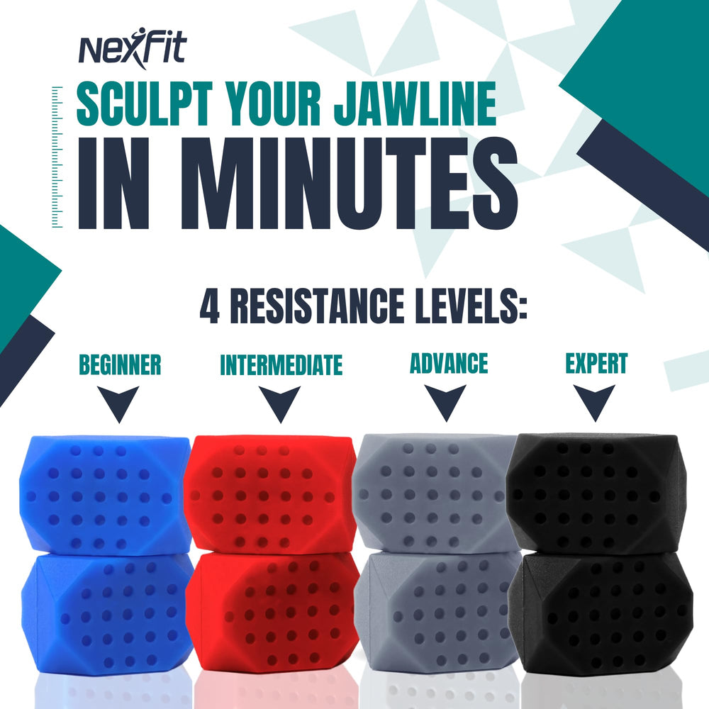 NexFit jaw exerciser level 2 40lbs tablets for mid-strength jawline definition