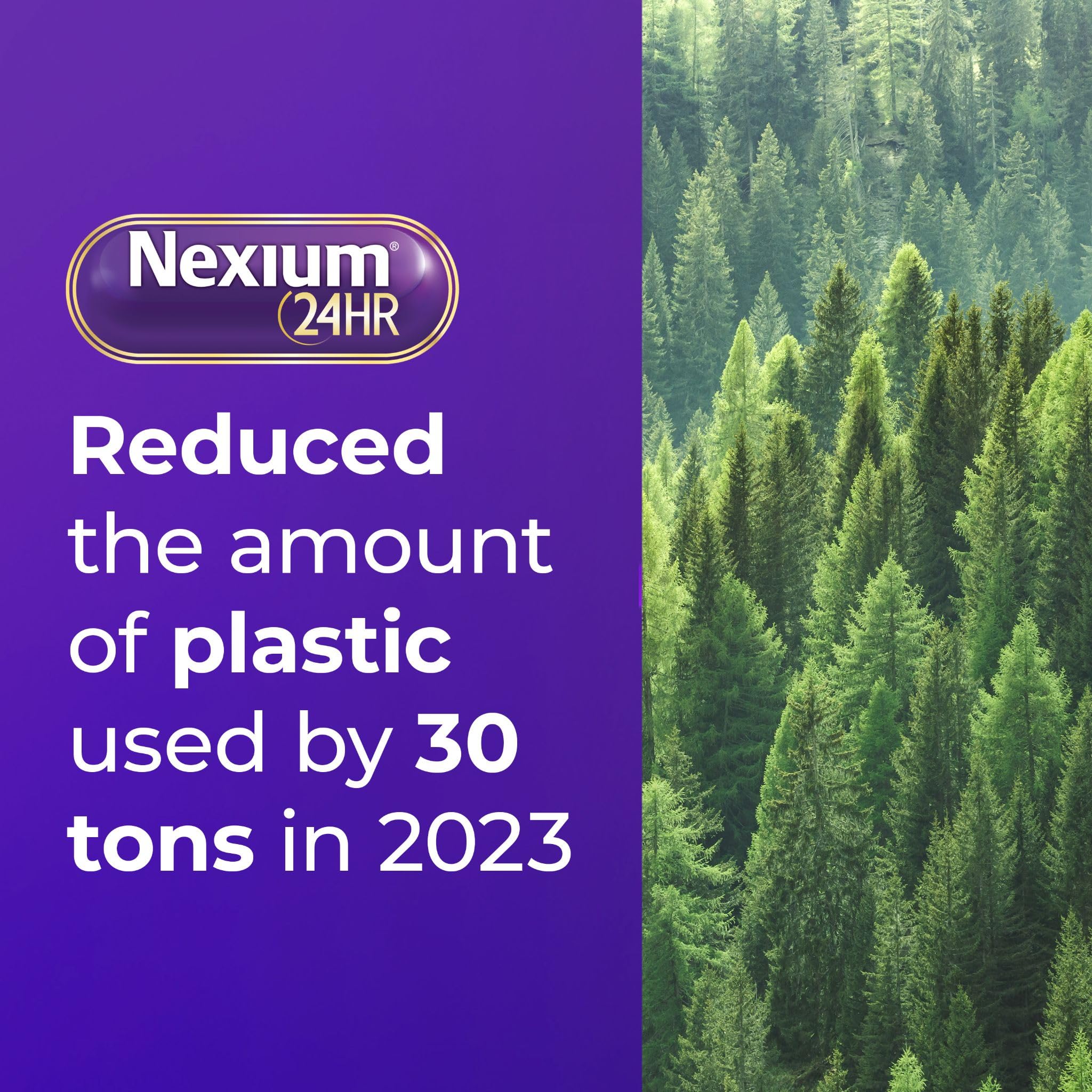 Nexium 24HR bottle beside clock for all-night protection.