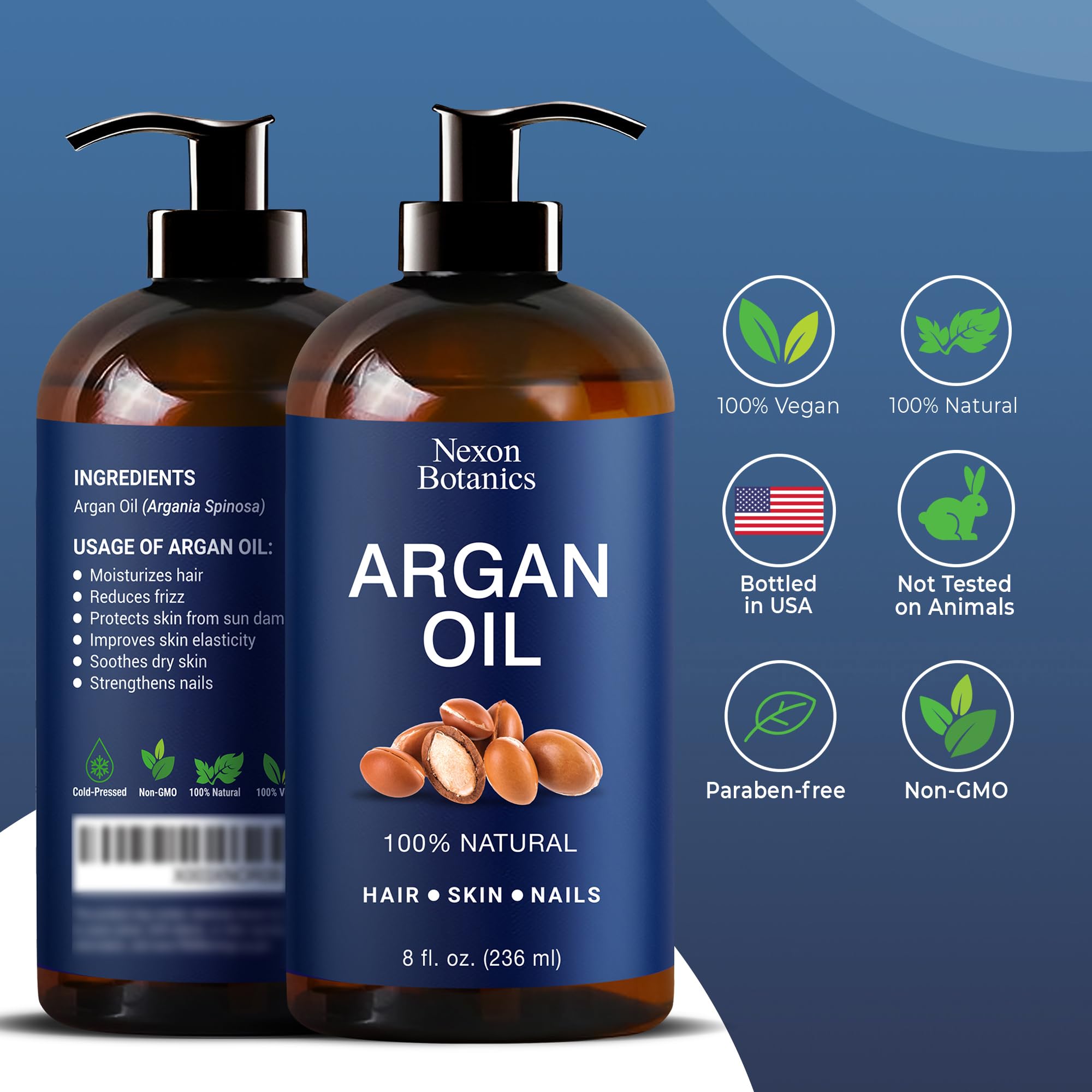 Nexon Botanics Argan Oil applied to hair for lightweight conditioning