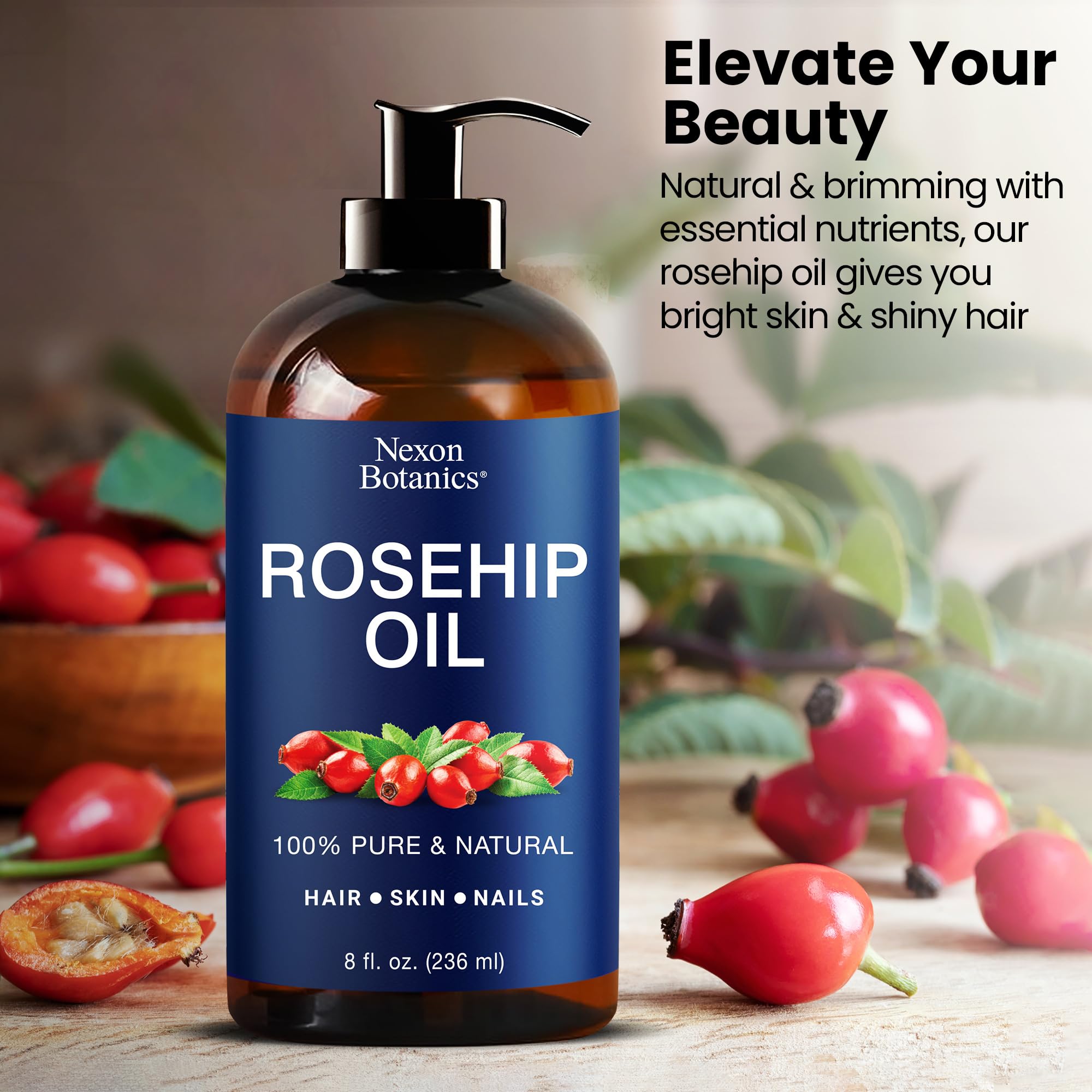 Nexon Botanics Rosehip Oil silky texture demonstrates easy absorption for face and body.