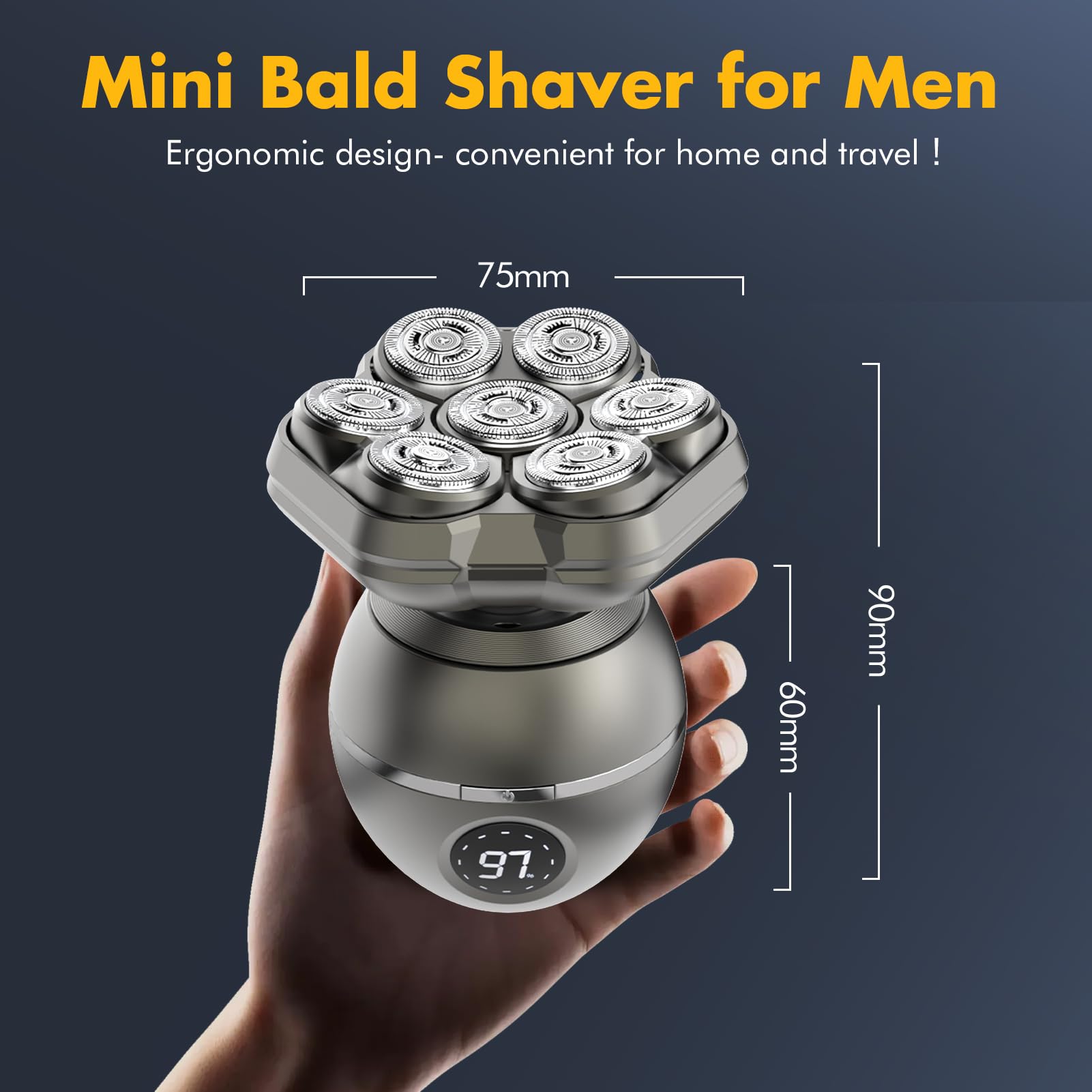 NEXT BEAUTY travel friendly bald head shaver, compact for trips.