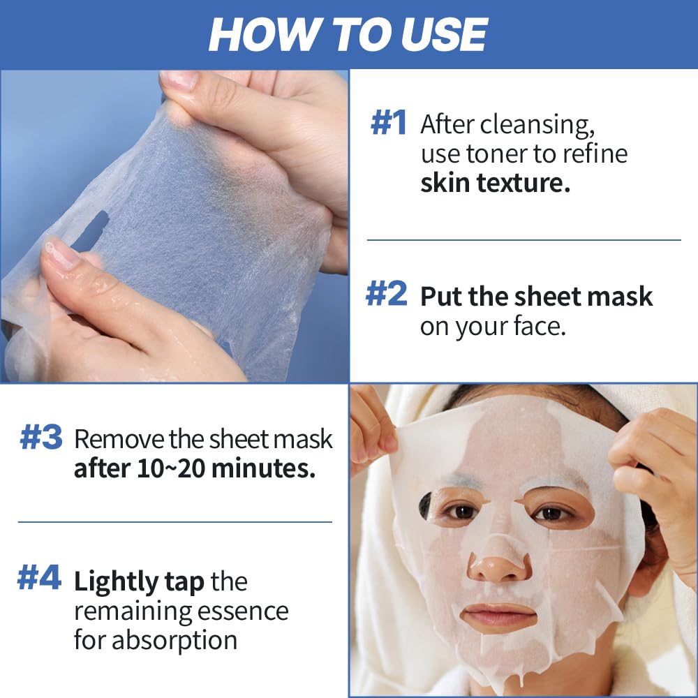 NEXTBEAU pack of 20 sheet masks arranged to show five types for daily use.