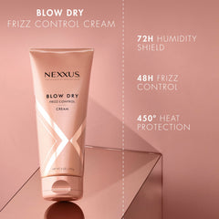 Nexxus Blow Dry Cream applied to damp hair readying for volume and protection.