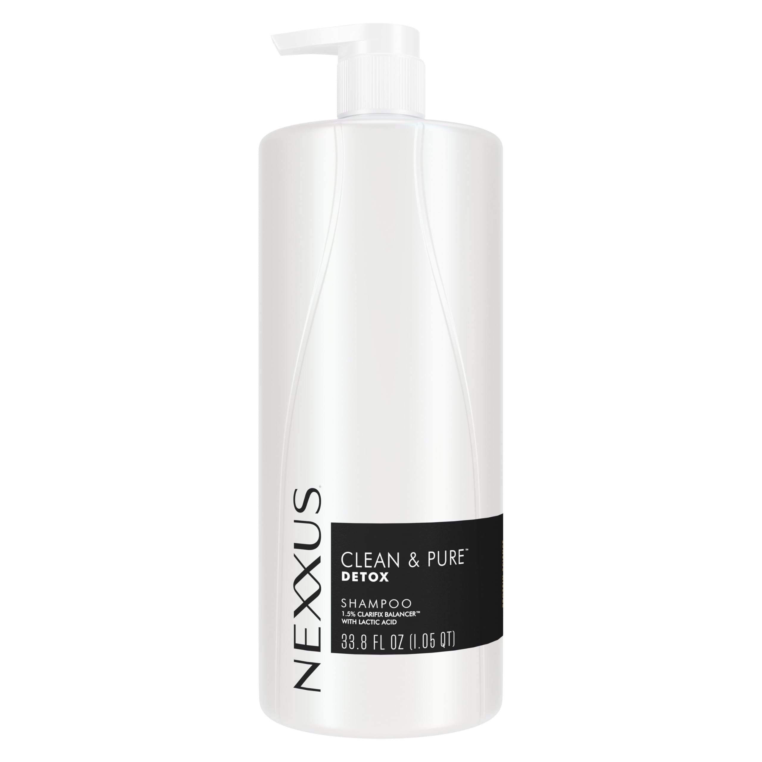 Nexxus Clean & Pure shampoo bottle front for nourished, purified hair