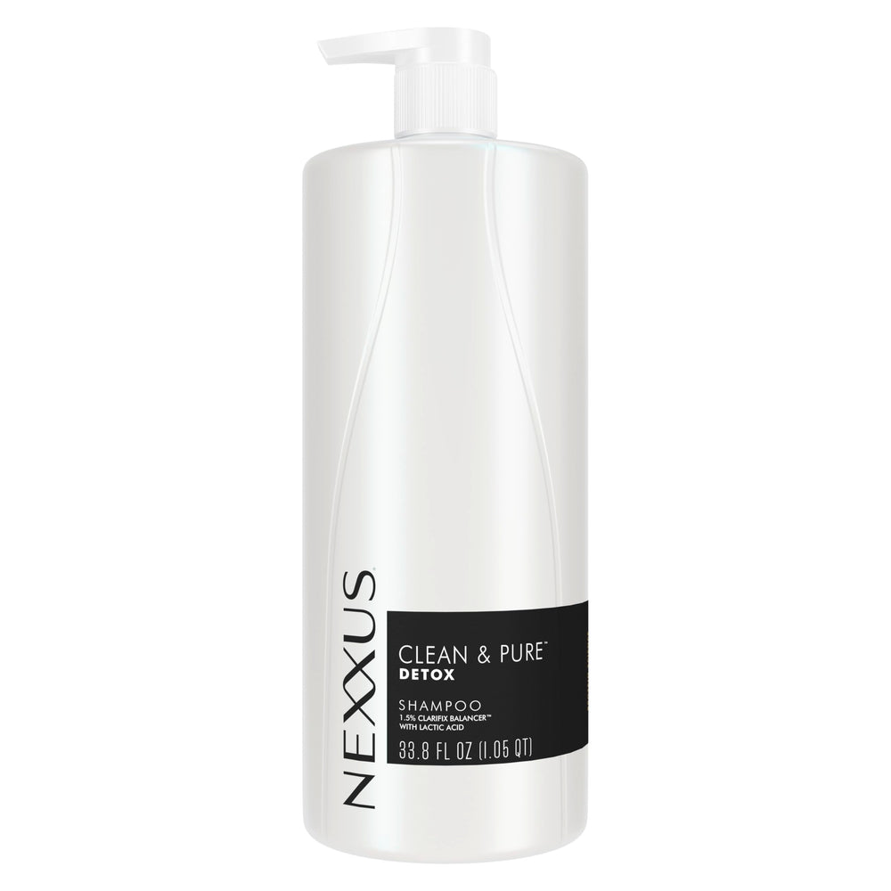 Nexxus Clean & Pure shampoo bottle front for nourished, purified hair