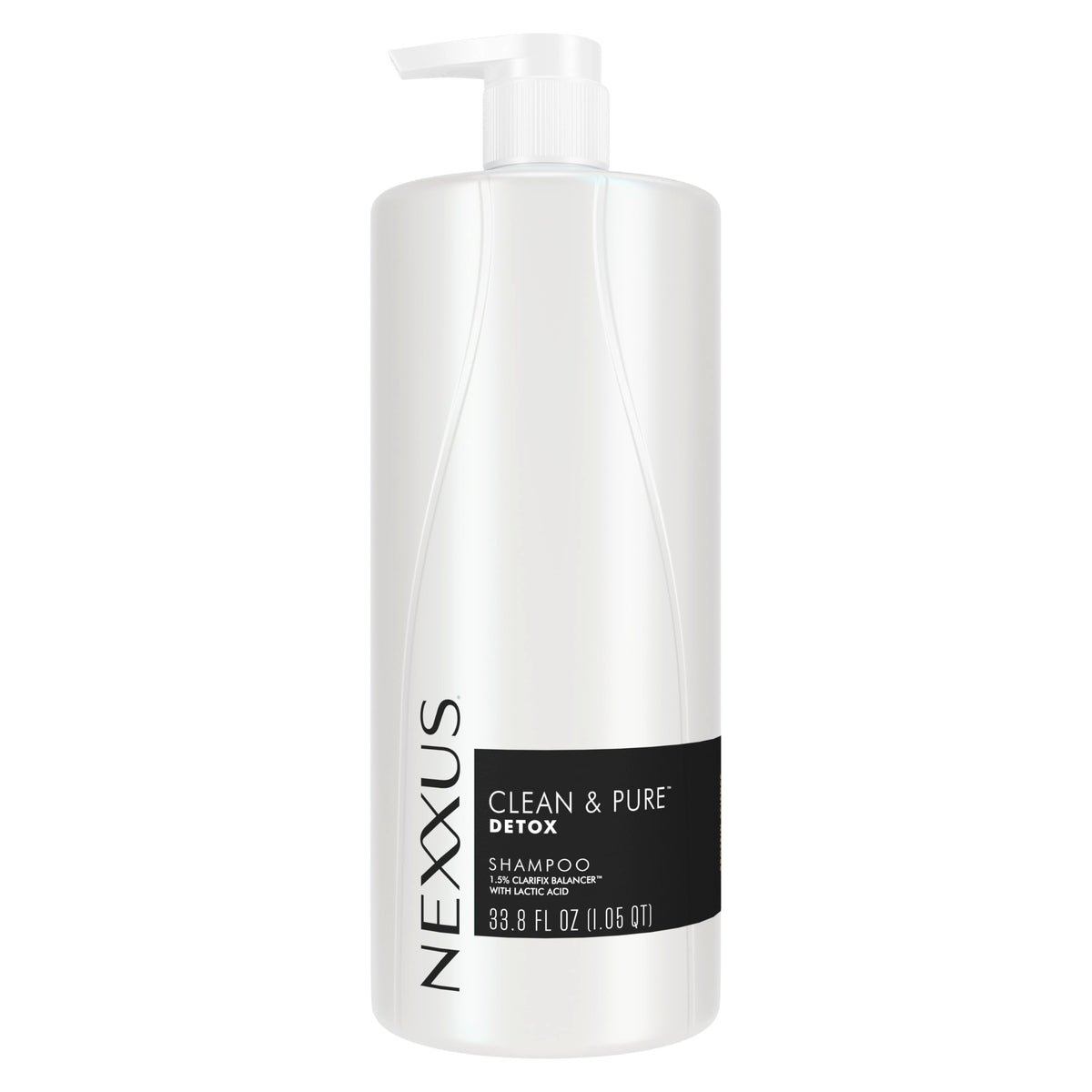Nexxus Clean & Pure shampoo bottle front for nourished, purified hair