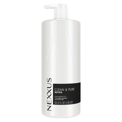 Nexxus Clean & Pure shampoo bottle front for nourished, purified hair