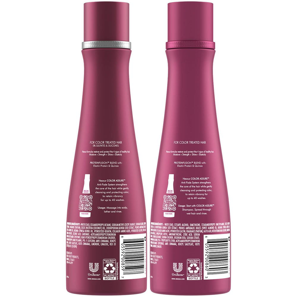 Nexxus Color Assure conditioner bottle highlights nourishing care to extend color brilliance.