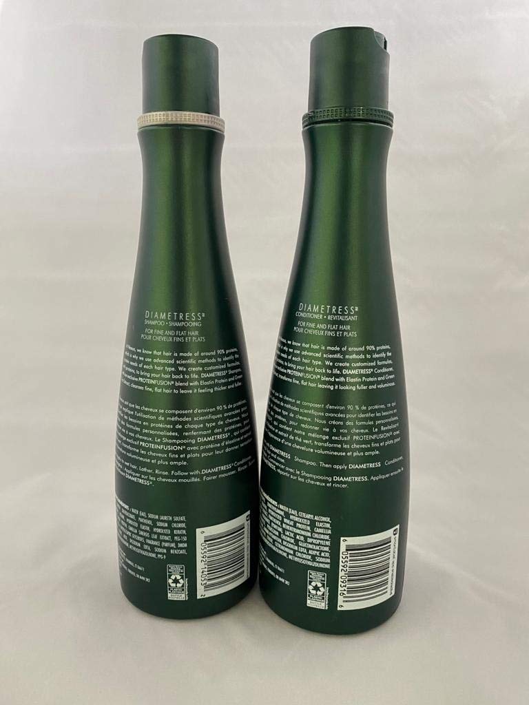 Nexxus Diametress conditioner bottle showing restoring formula for smoother, resilient hair.