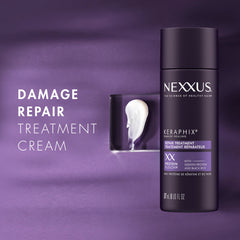 Nexxus Keraphix cream texture close-up highlights keratin-protein and black rice benefits