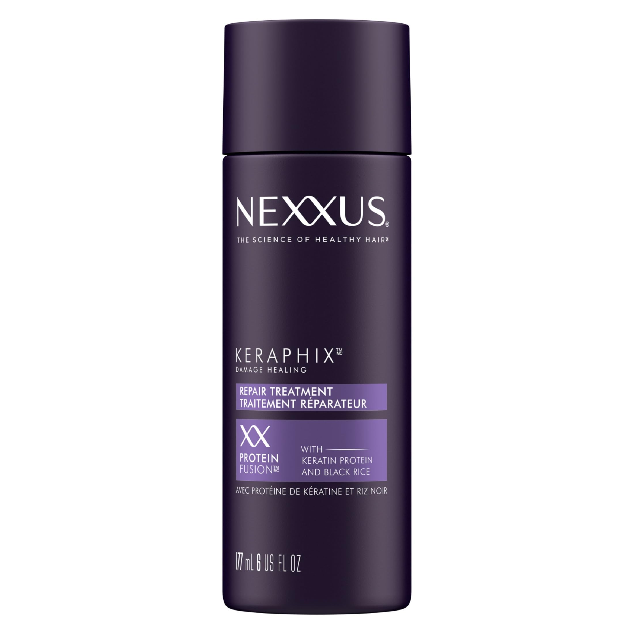 Nexxus Keraphix pre-wash cream bottle shows damage repair for smoother hair