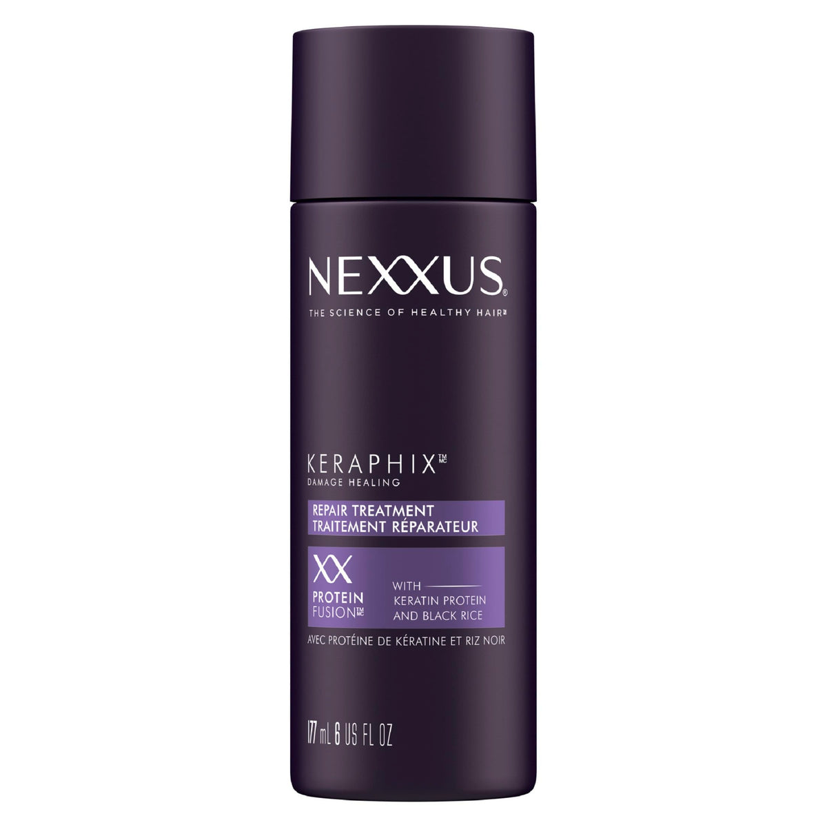 Nexxus Keraphix pre-wash cream bottle shows damage repair for smoother hair