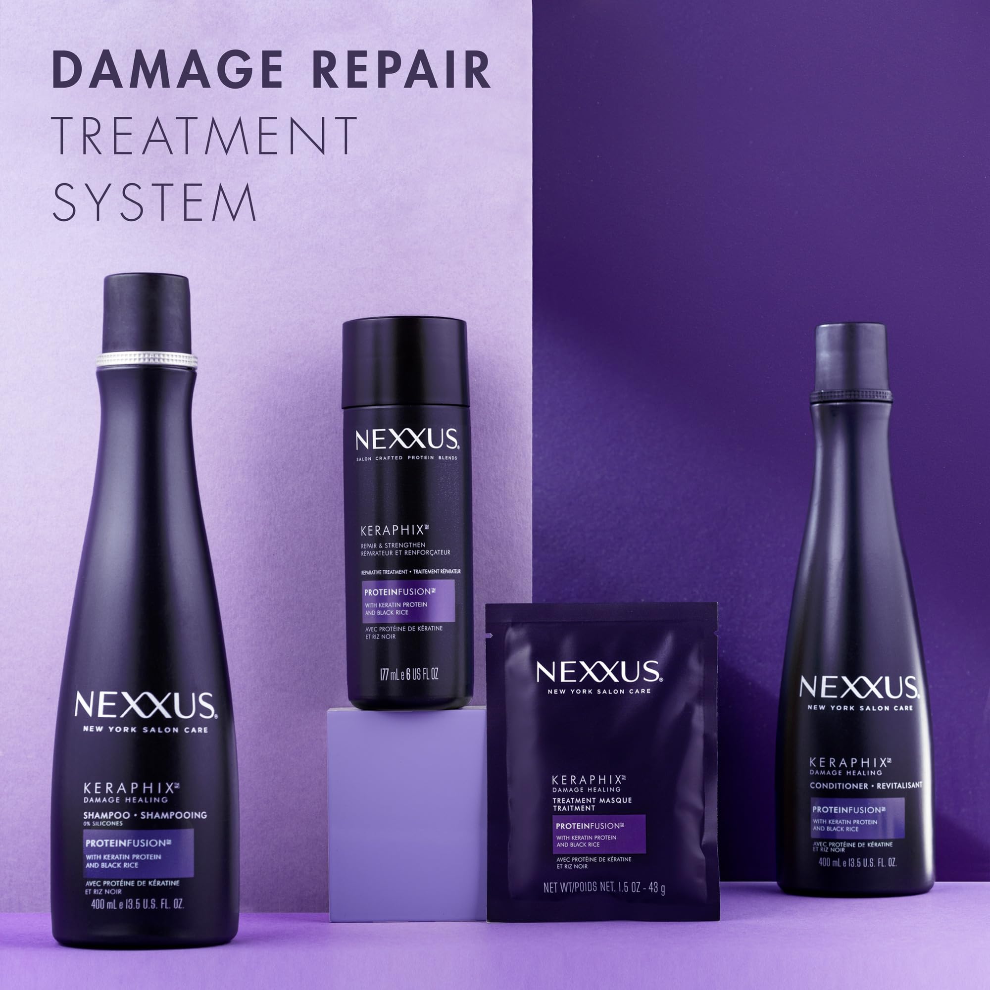 Nexxus Keraphix in-shower routine visual hints at heat protection