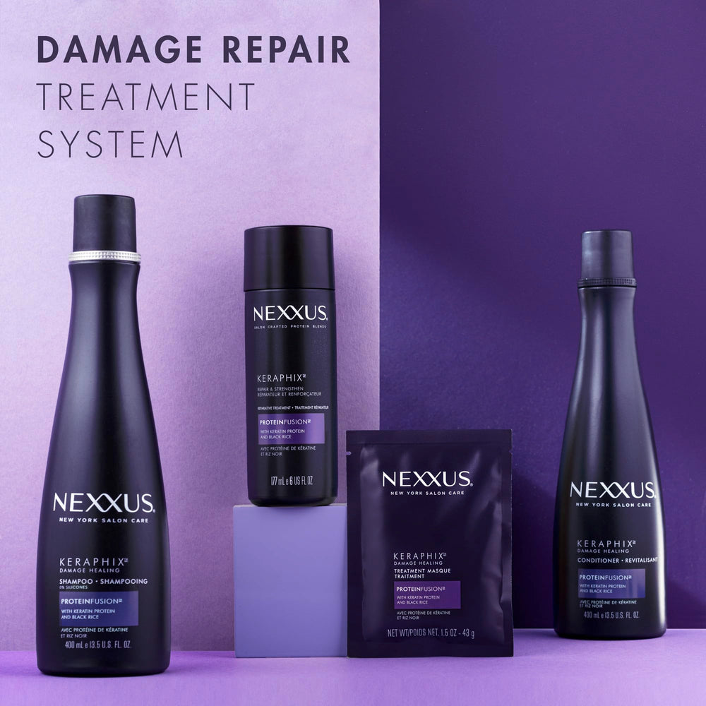 Nexxus Keraphix in-shower routine visual hints at heat protection