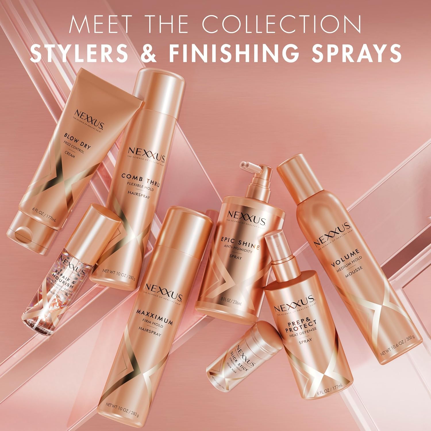 Nexxus pack-shot four-pack helps shoppers see value and portability for everyday styling