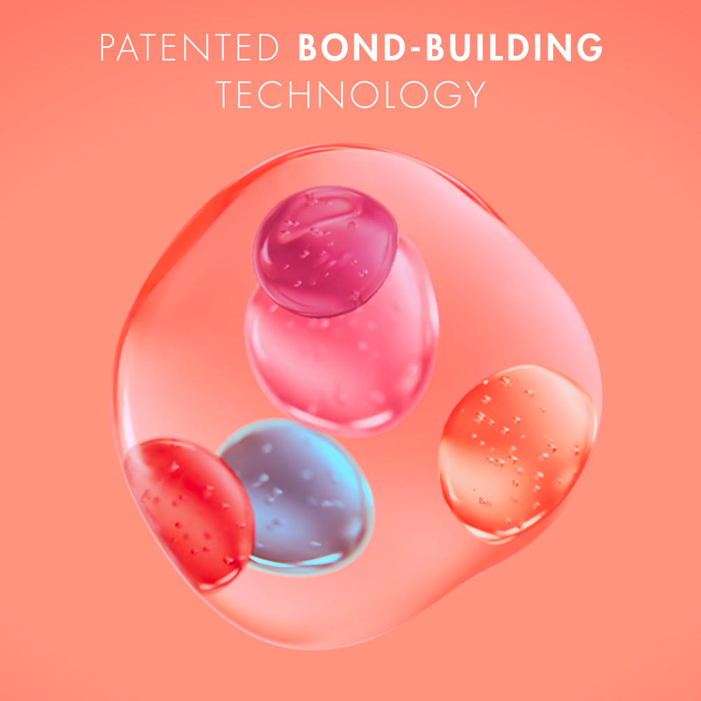 Nexxus ProteinFusion illustration shows five amino acids and keratin working to rebuild bonds.