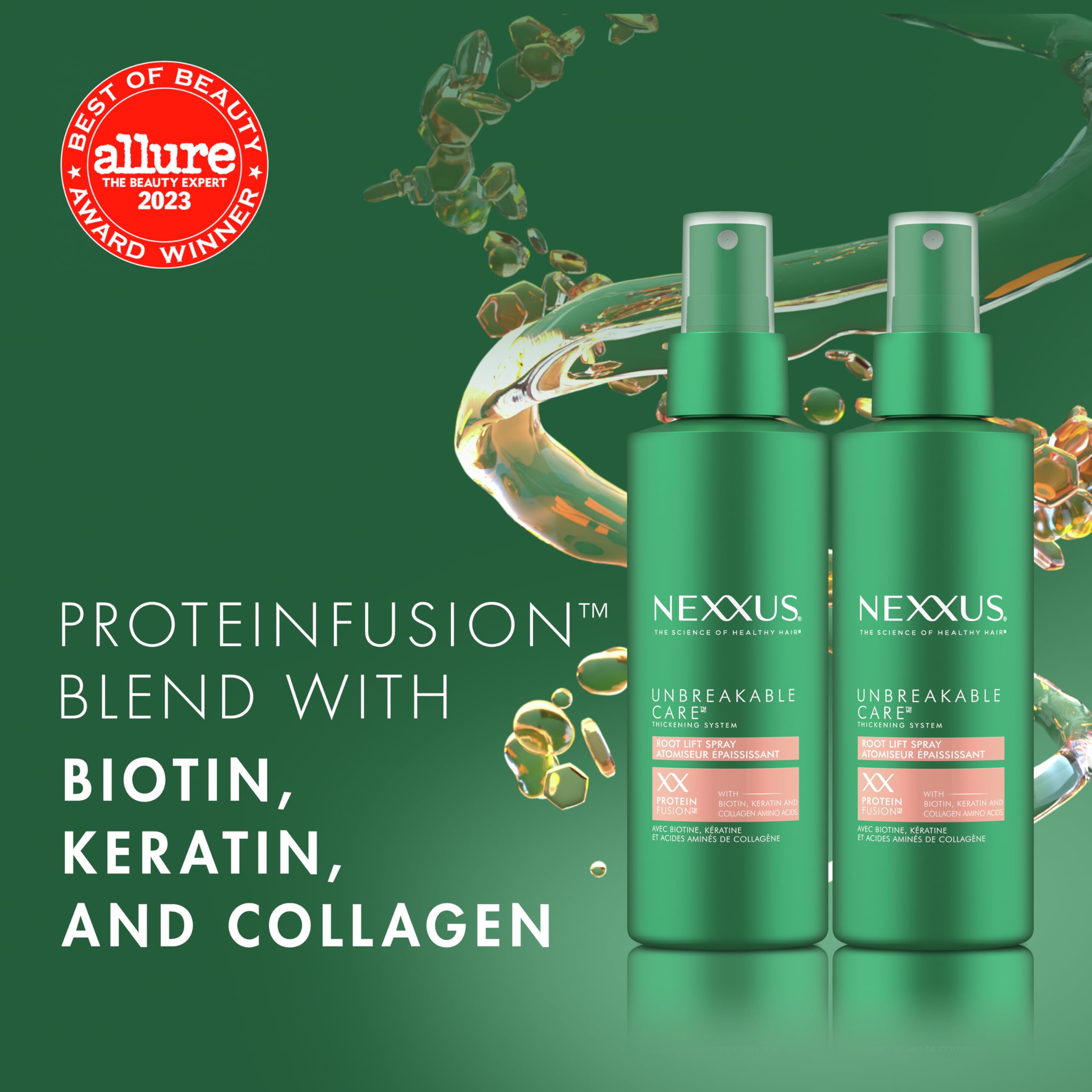Nexxus Root Lift Spray mist on scalp for targeted volume