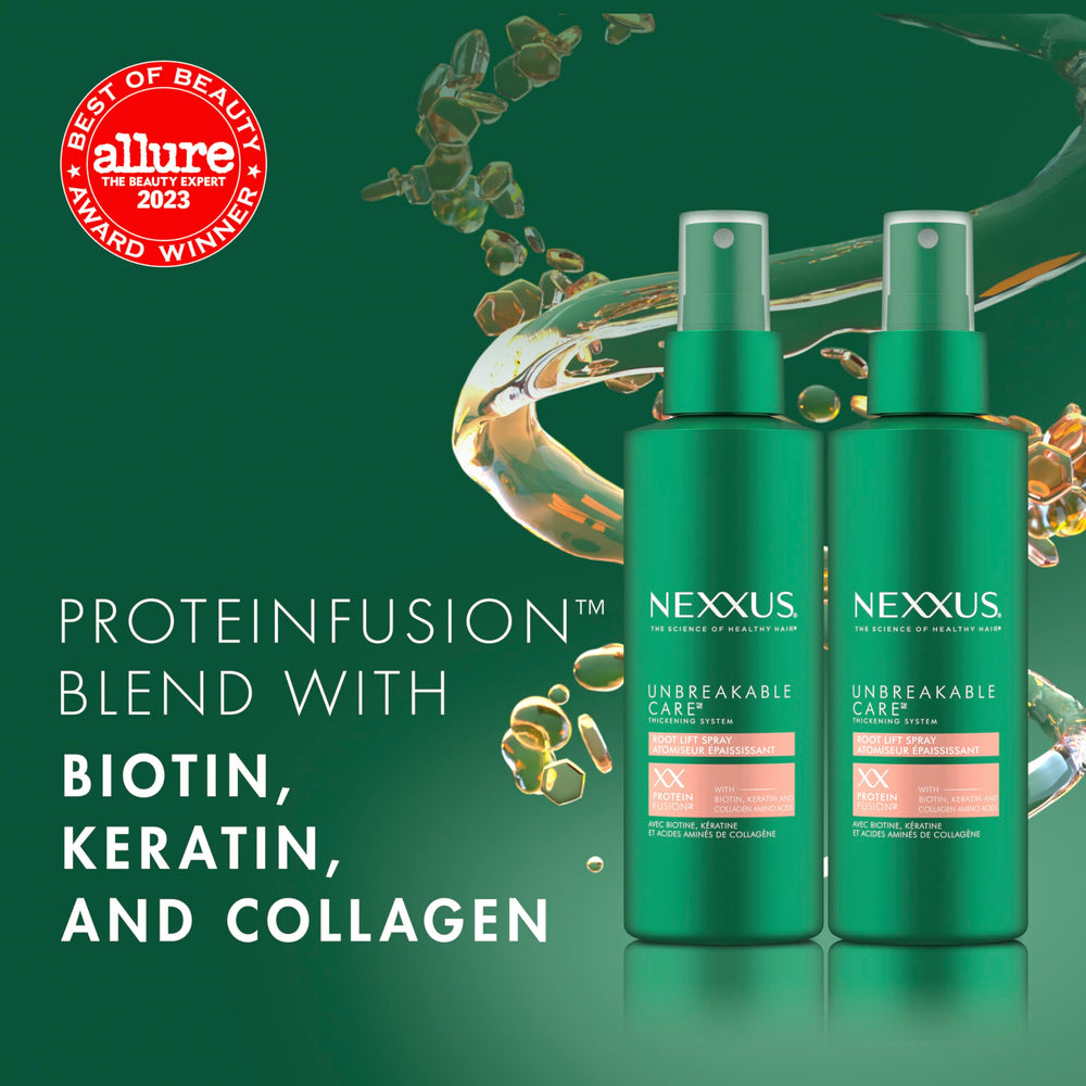 Nexxus Root Lift Spray mist on scalp for targeted volume