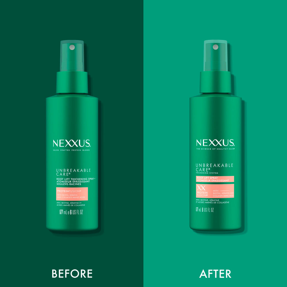 Nexxus Root Lift Spray volume-visual close-up shows fuller hair
