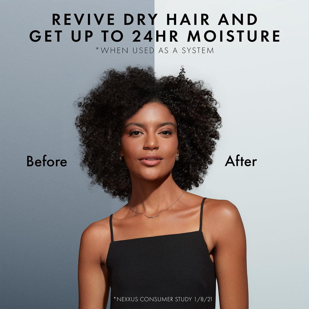 Nexxus conditioner swatch demonstrating soft, shiny hair results.