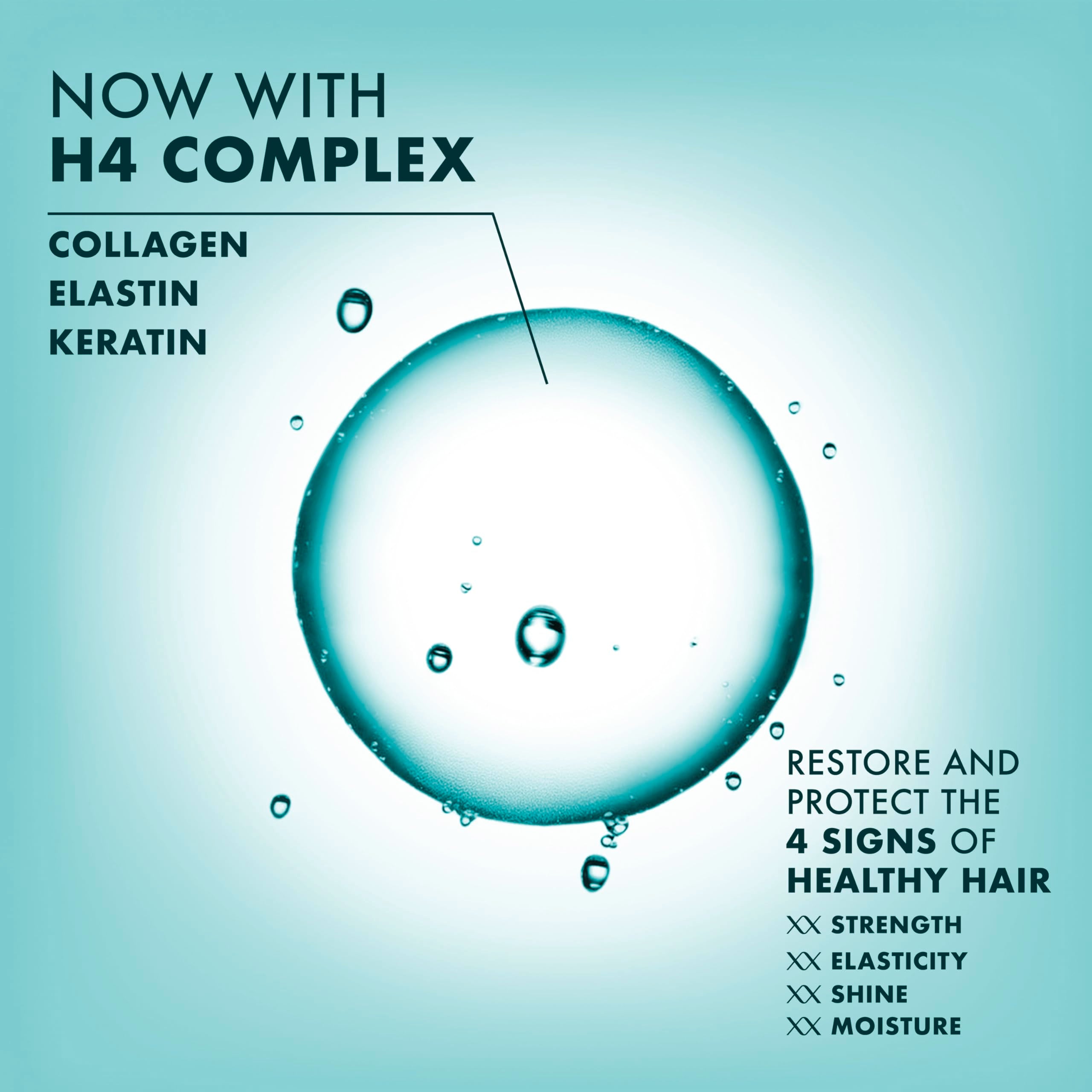 Shampoo bottle resting on hair strands demonstrates smoothness and lightweight feel.