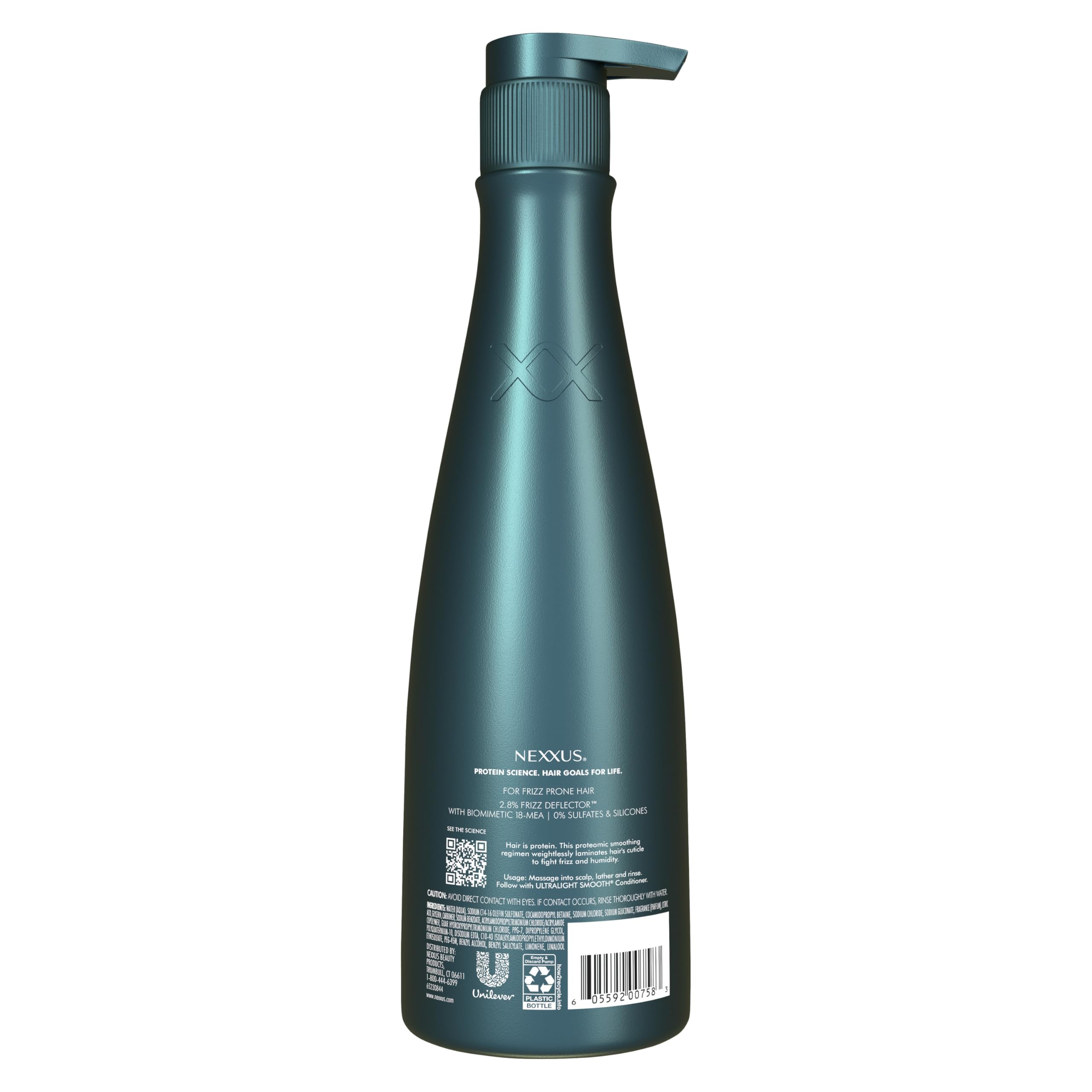 Nexxus Ultralight Smooth Shampoo lather close-up shows gentle cleansing for frizz-prone hair.