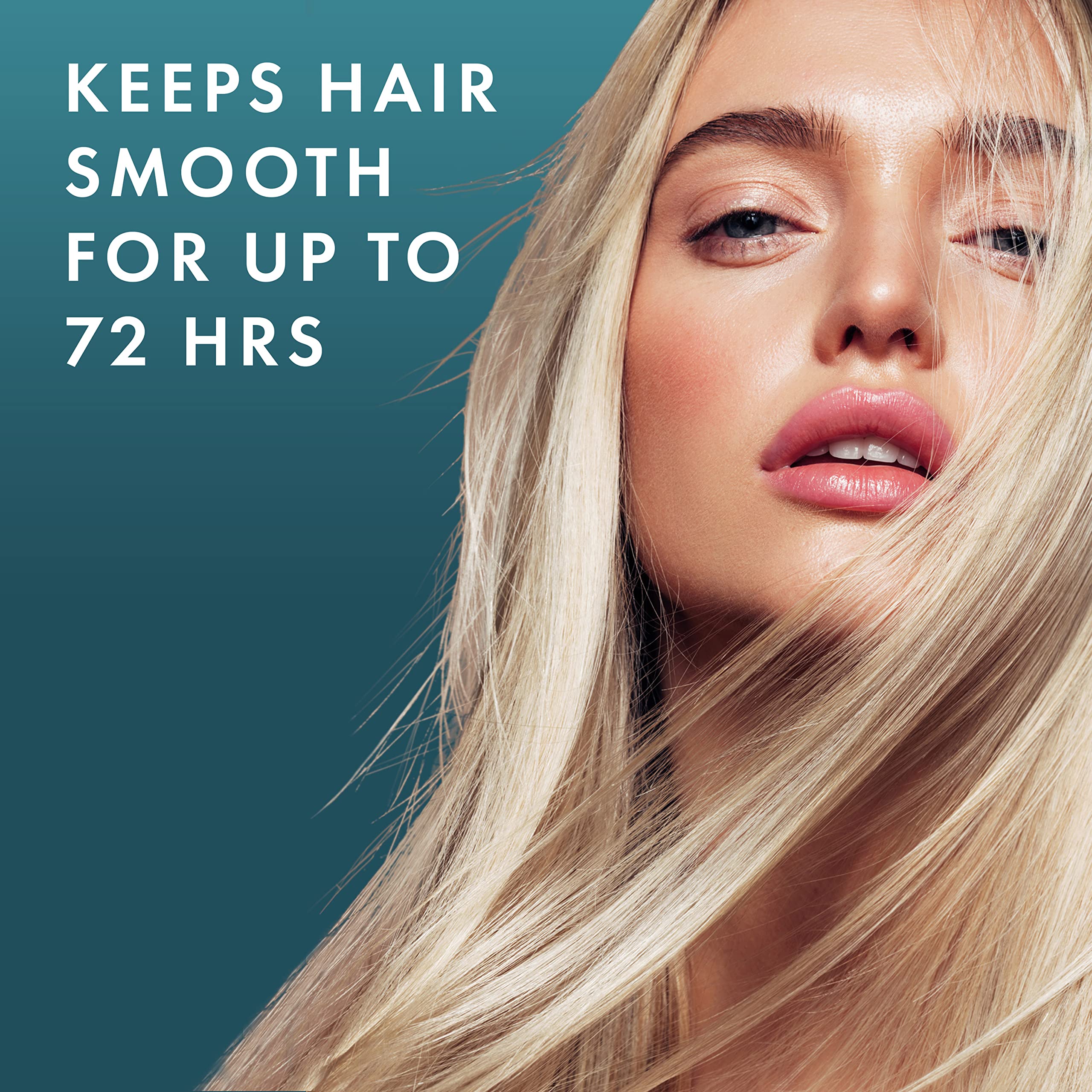 Nexxus Ultralight Smooth System display shows shampoo, conditioner, and serum for cohesive frizz defense.