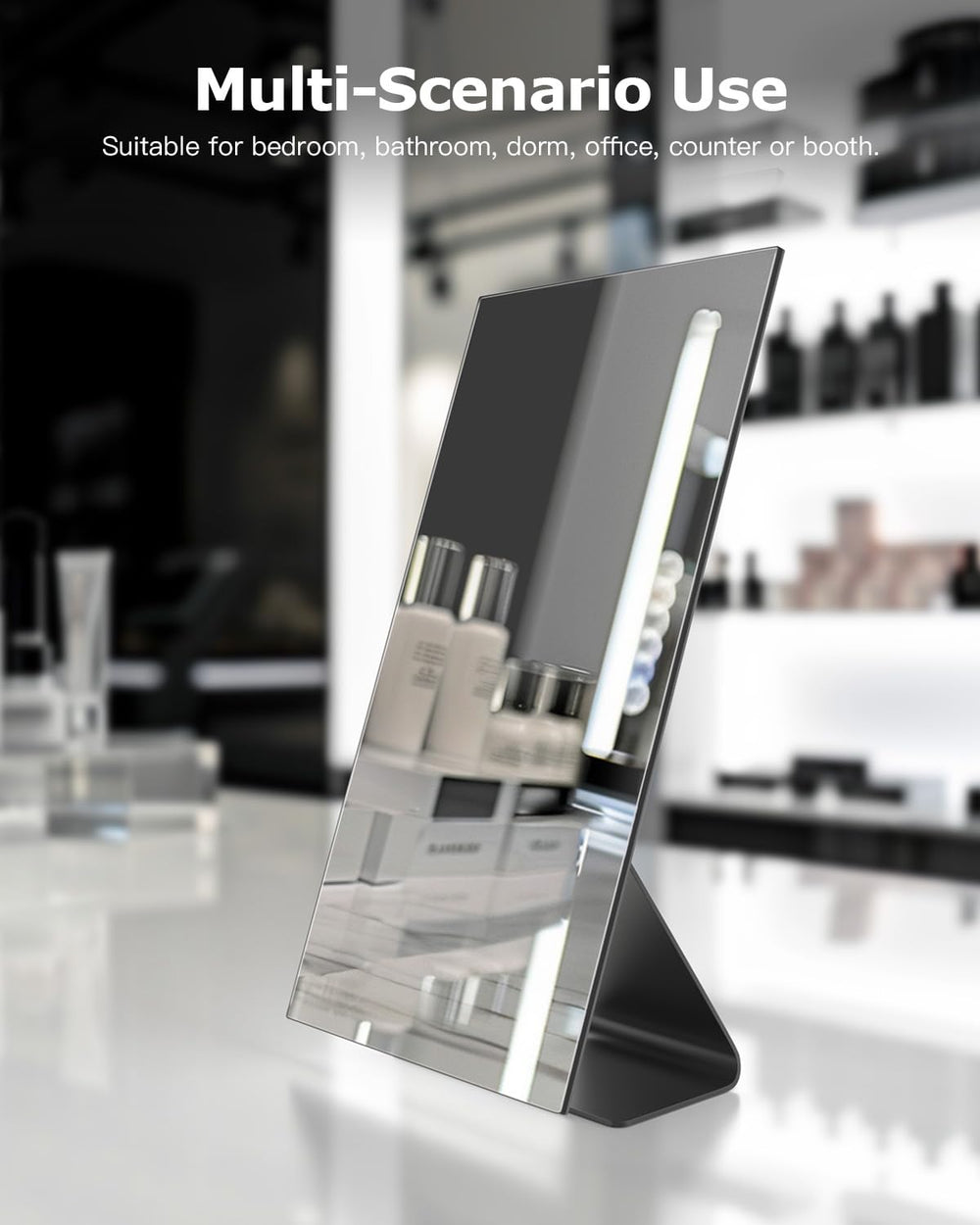 NEZZOE rectangular makeup mirror closeup revealing true-to-life reflection