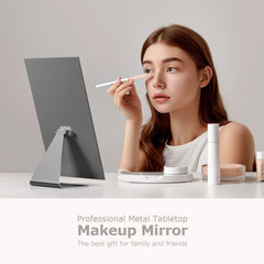 NEZZOE rectangular makeup mirror side-angle showing adjustable tilt for comfortable viewing