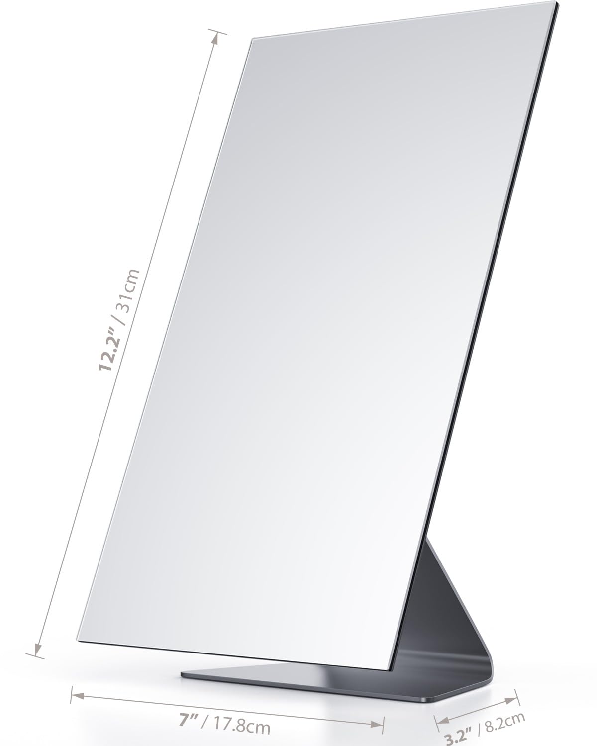 NEZZOE rectangular makeup mirror with stand providing stable countertop setup