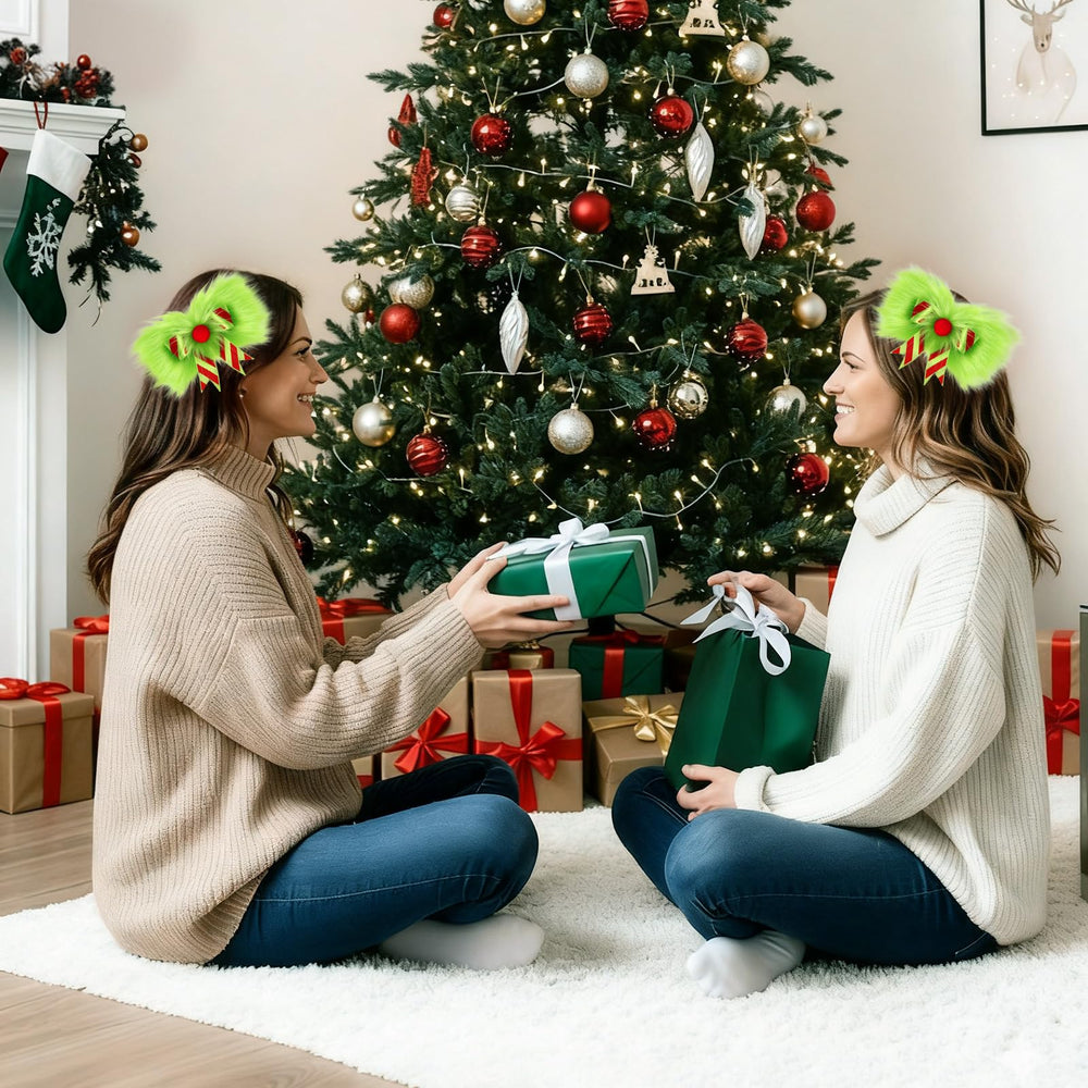 NFAMRZCAR large green bows clip fits all ages for festive looks.
