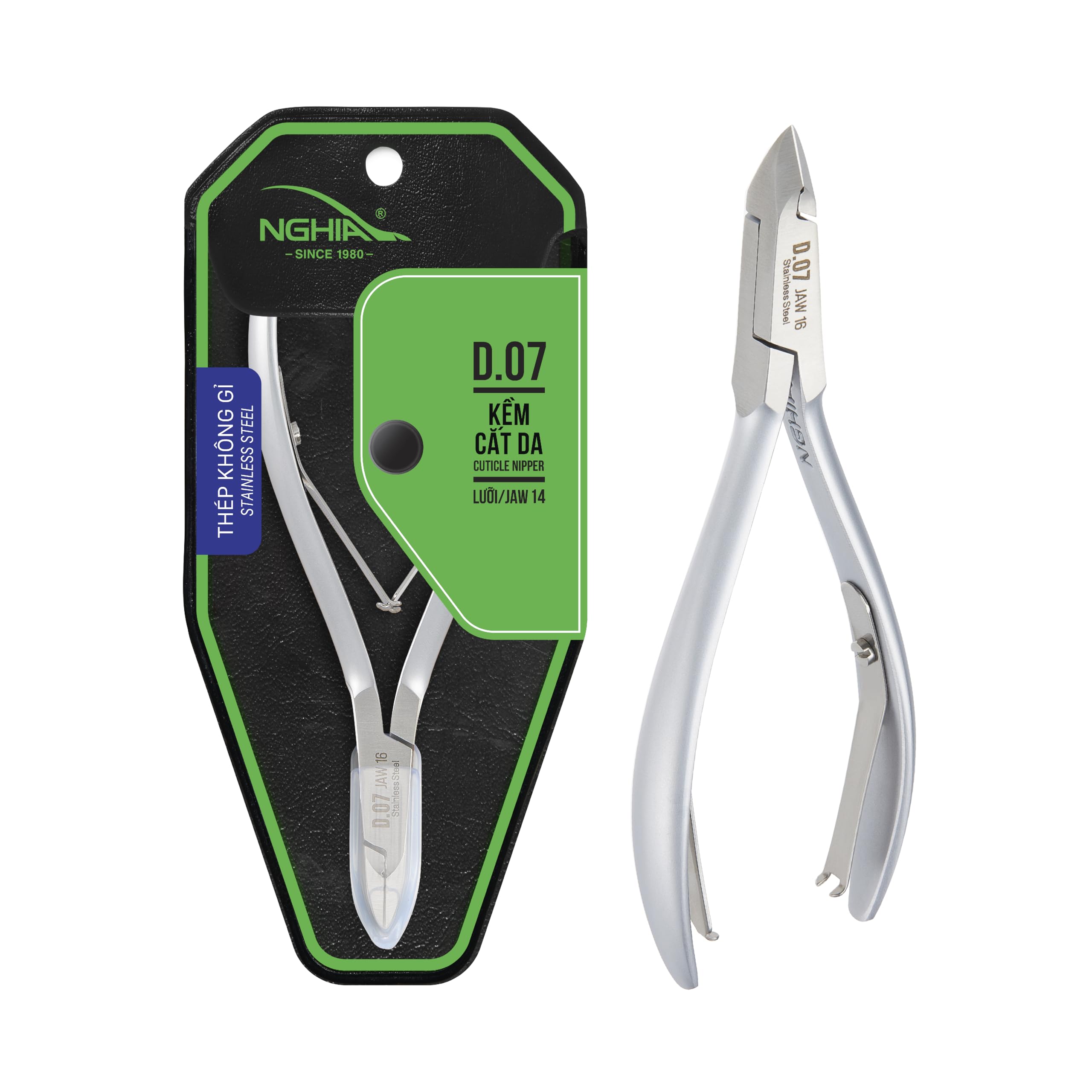 Nghia Cuticle Nipper D-07 Jaw 14 blade closeup for precise trimming