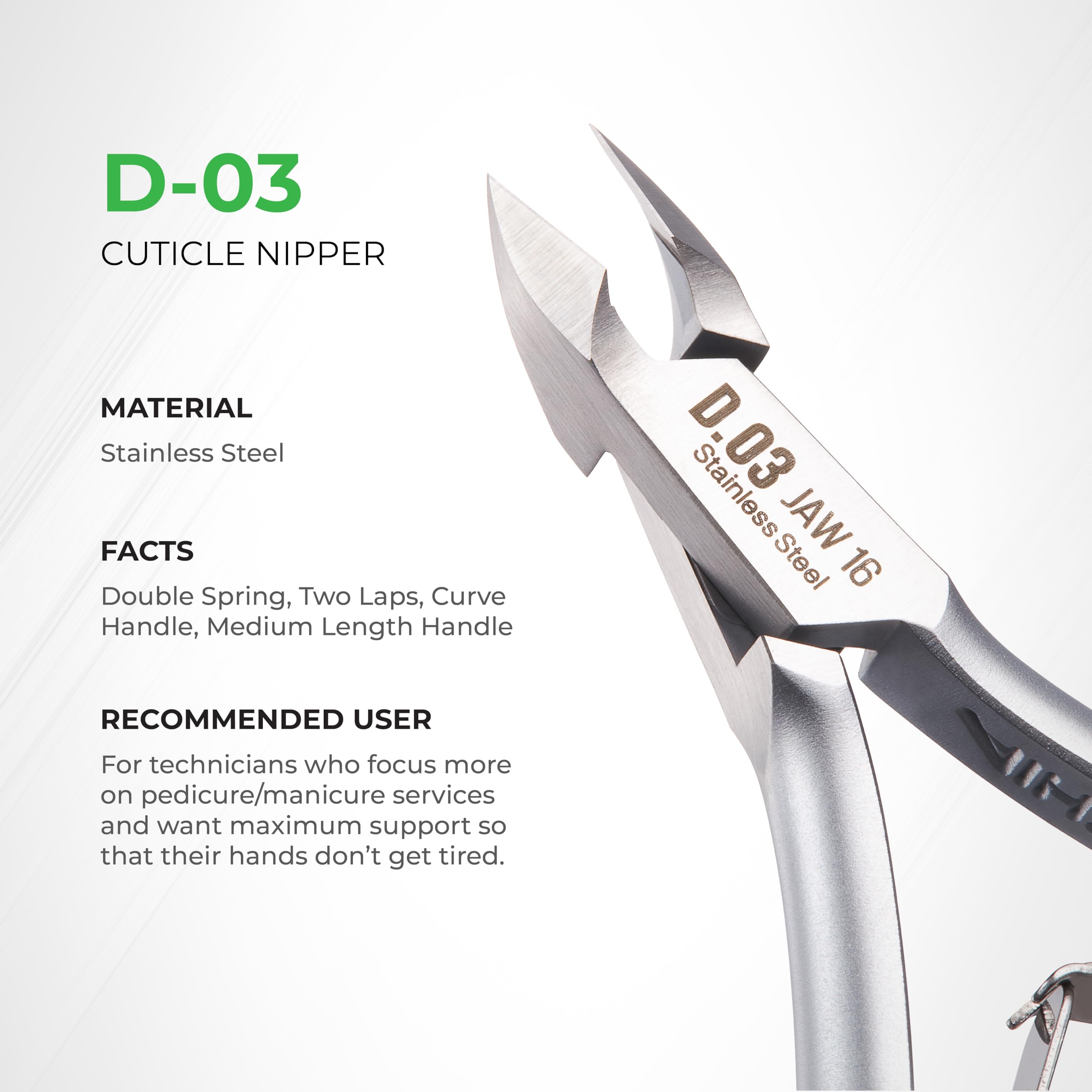 NGHIA Cuticle Nipper D-03 Jaw 14 double spring for smooth operation