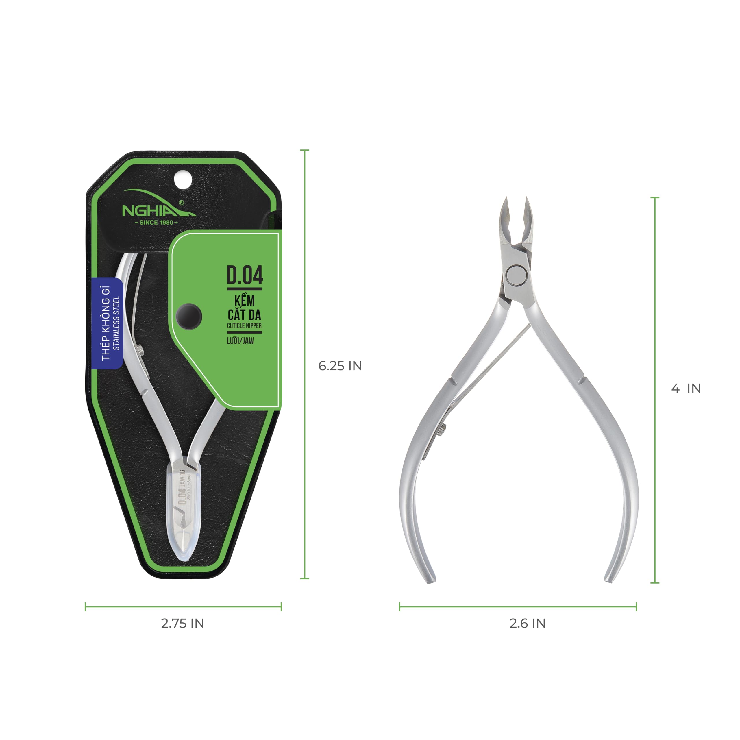 Nghia Cuticle Nipper D-04 grey-plated finish reflecting premium salon-quality.