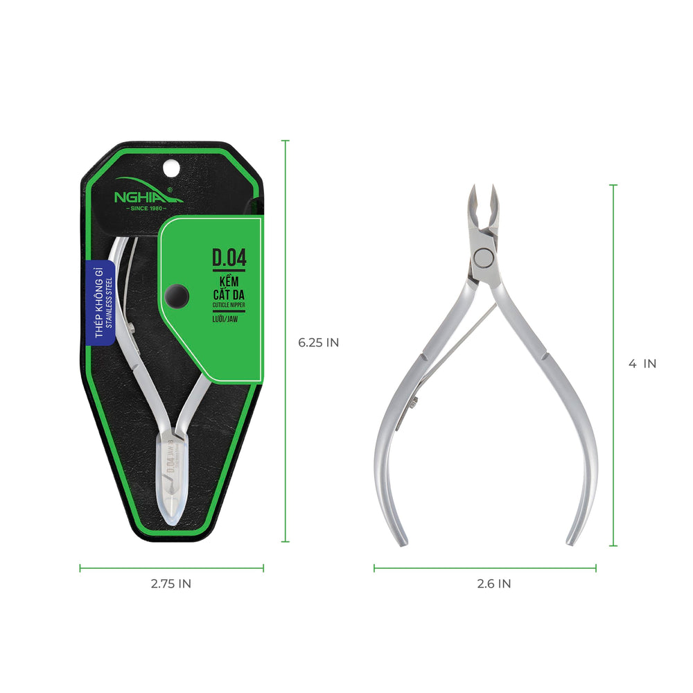 Nghia Cuticle Nipper D-04 grey-plated finish reflecting premium salon-quality.