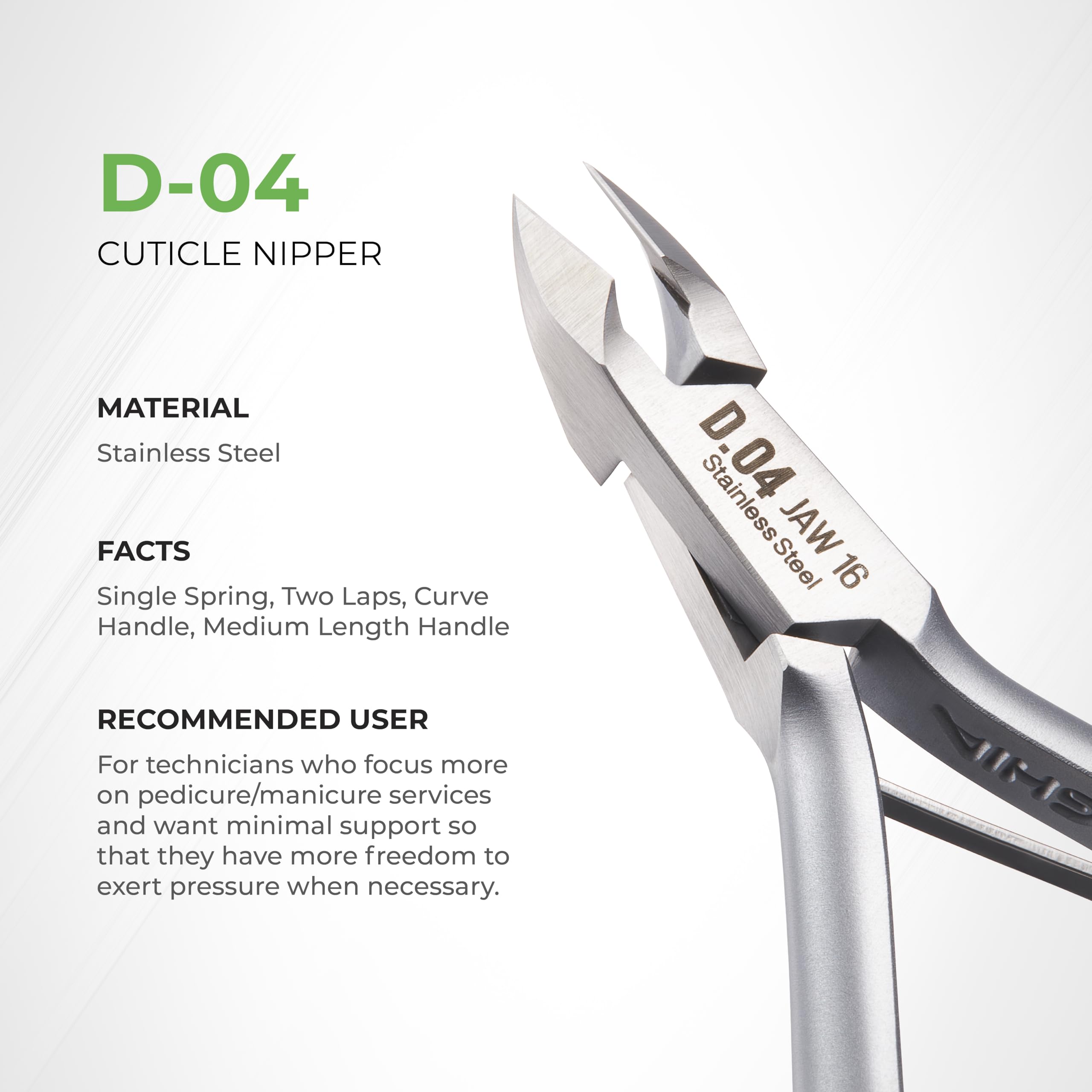 Nghia Cuticle Nipper D-04 salon-use setup in manicure station.