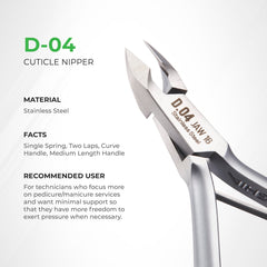 Nghia Cuticle Nipper D-04 salon-use setup in manicure station.