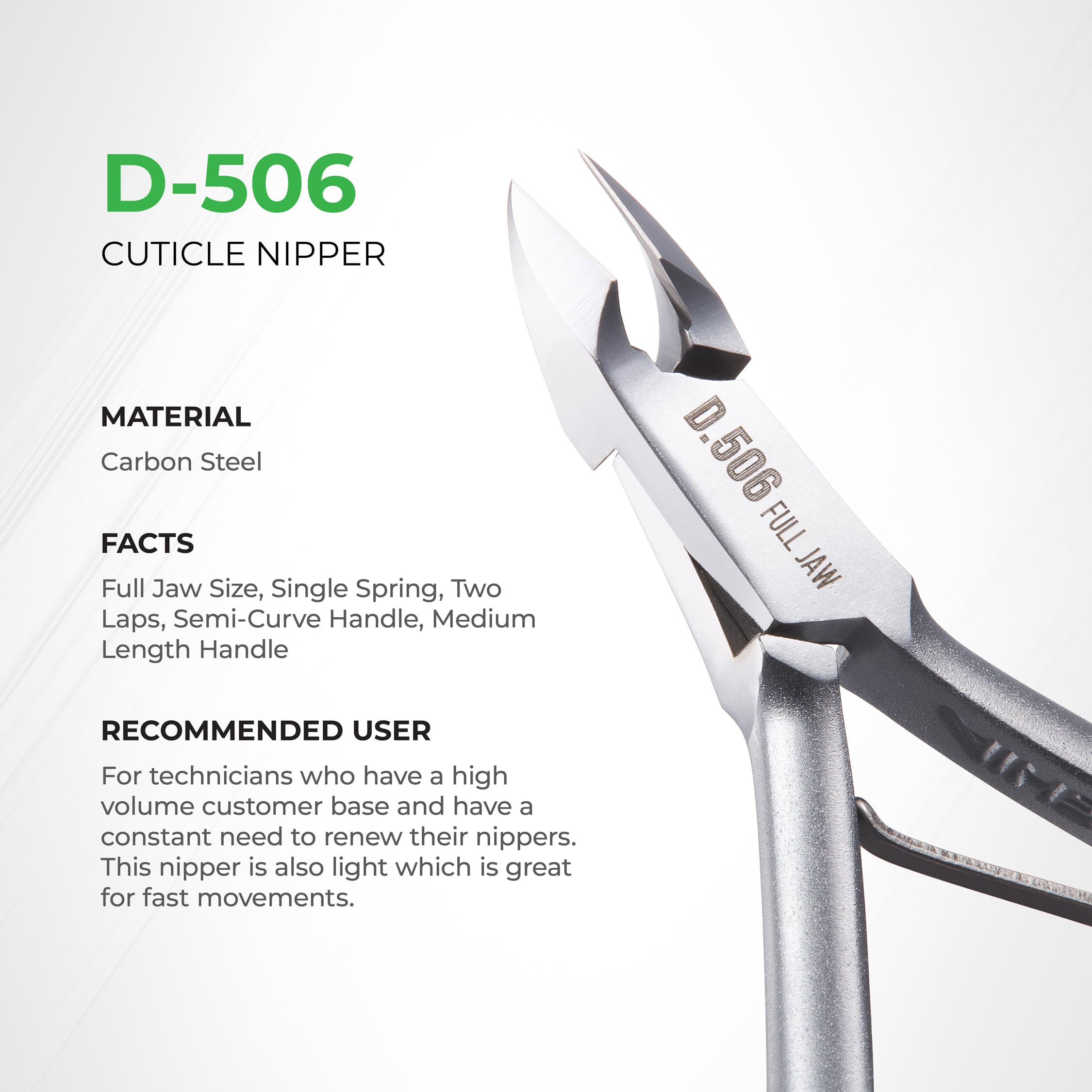 Nghia D-506 grey-plated handle offers ergonomic grip during detail work.