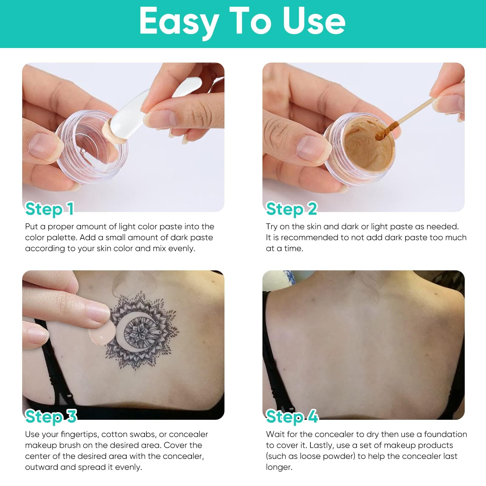 NHZ Tattoo Cover Up Makeup lightweight formula for all-day comfort