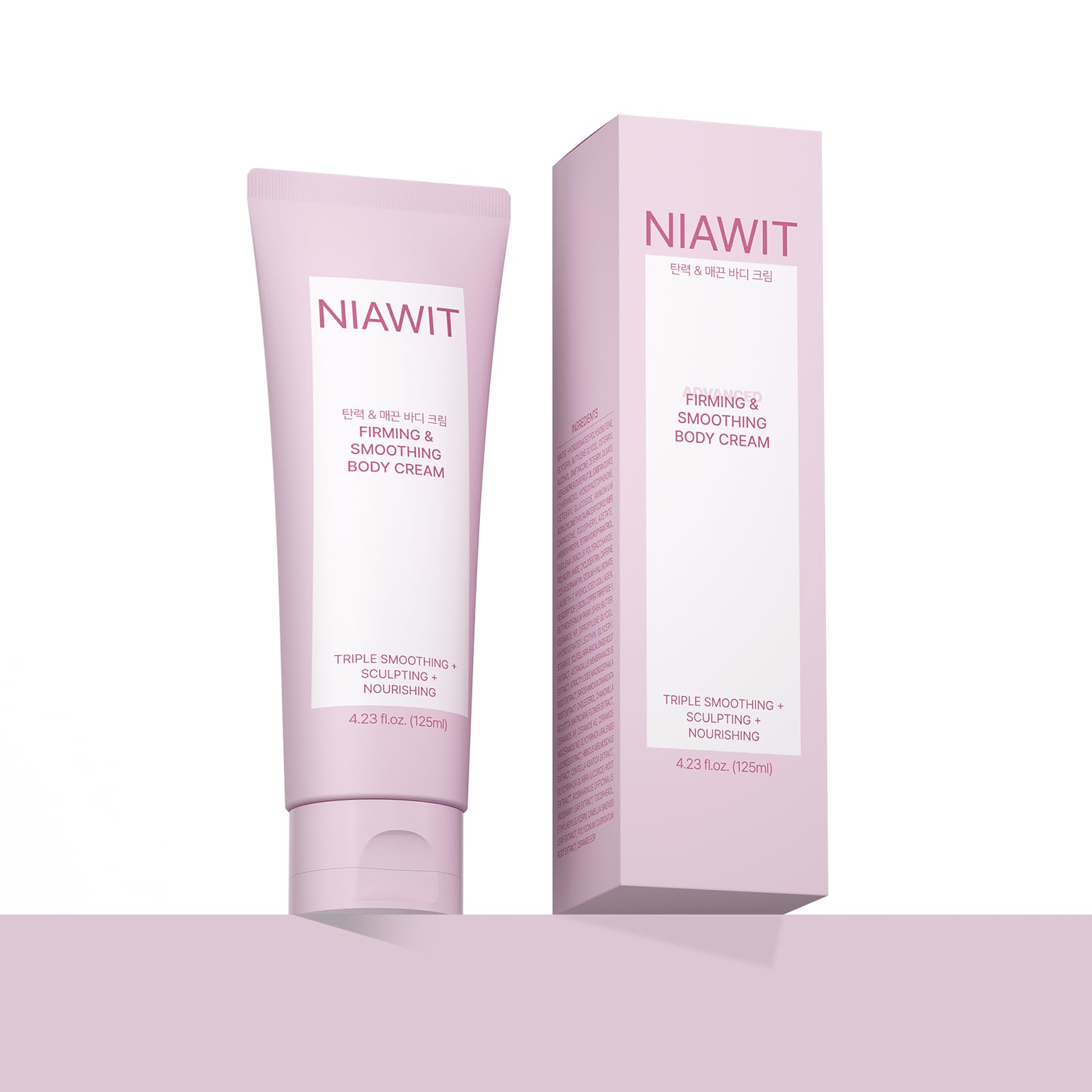 NIAWIT firming smoothing cream jar closeup showing firmer-looking skin
