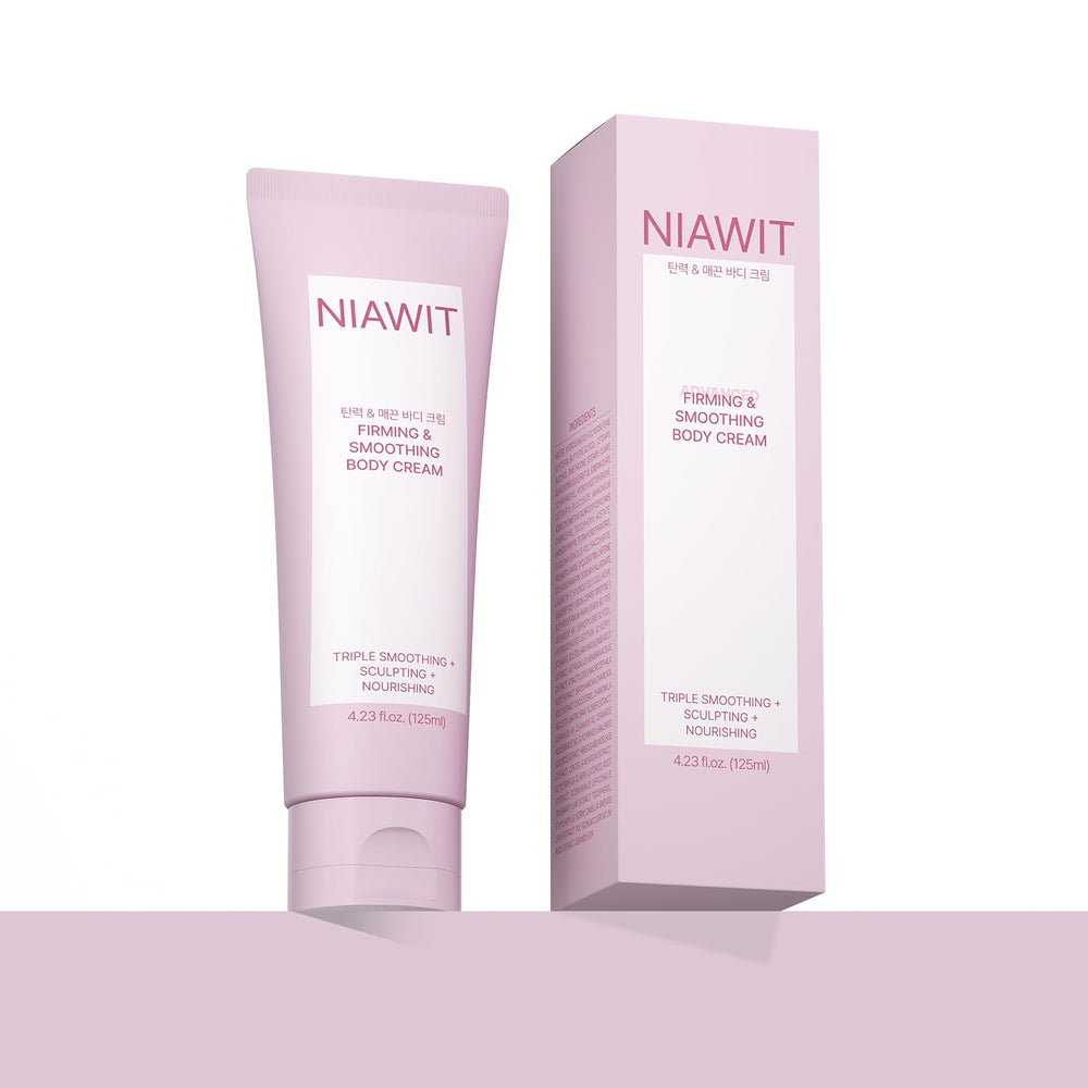NIAWIT firming smoothing cream jar closeup showing firmer-looking skin