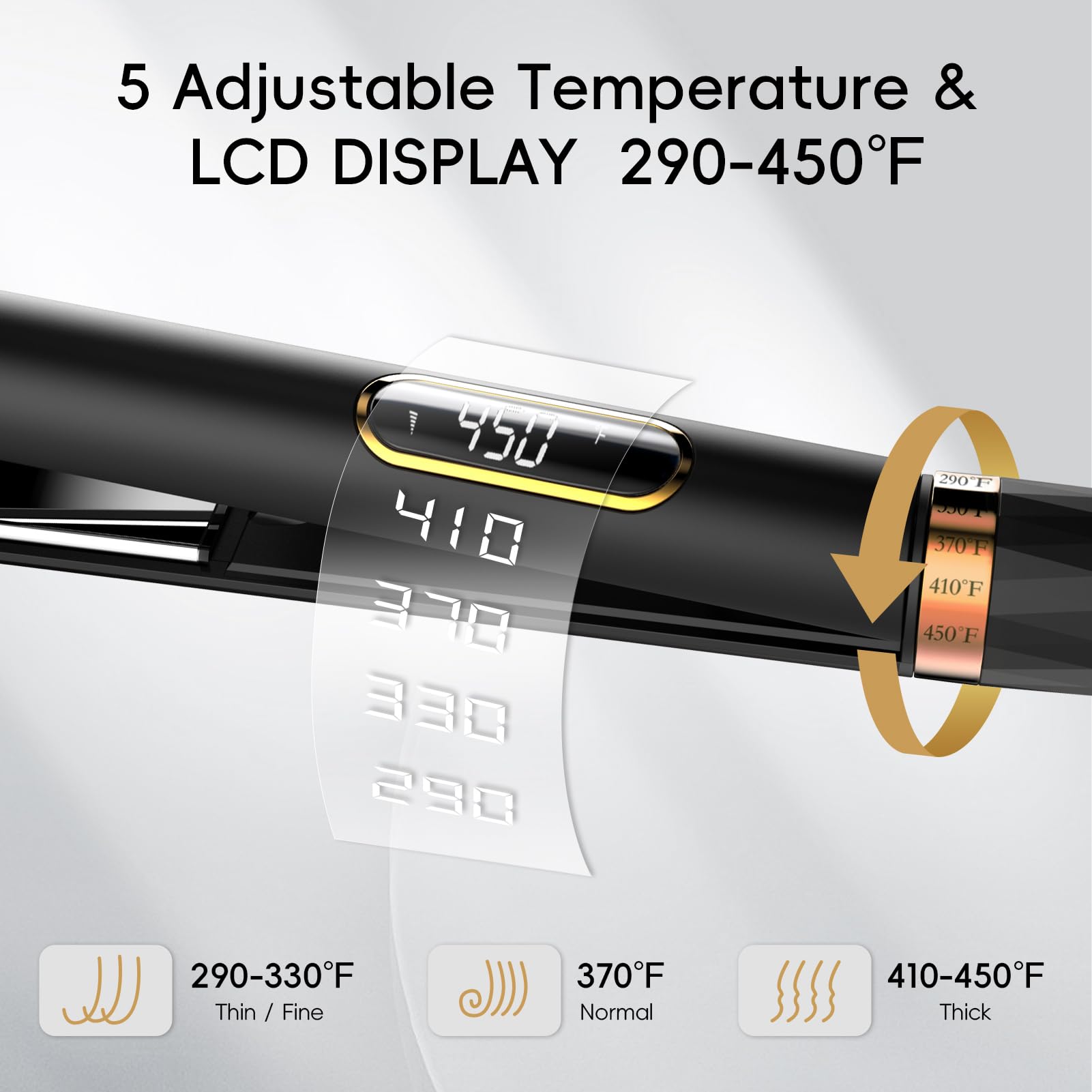 Nicebay 1in titanium flat iron 3D floating plates ensure even contact for smooth results.