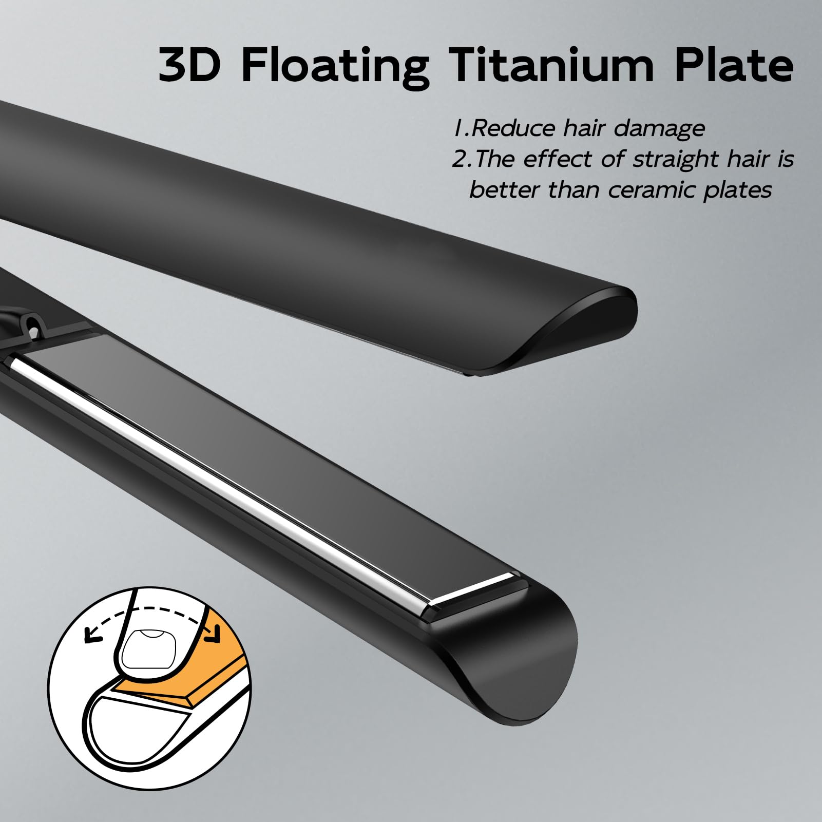 Nicebay 1in titanium flat iron heating plates closeup for smooth glide.