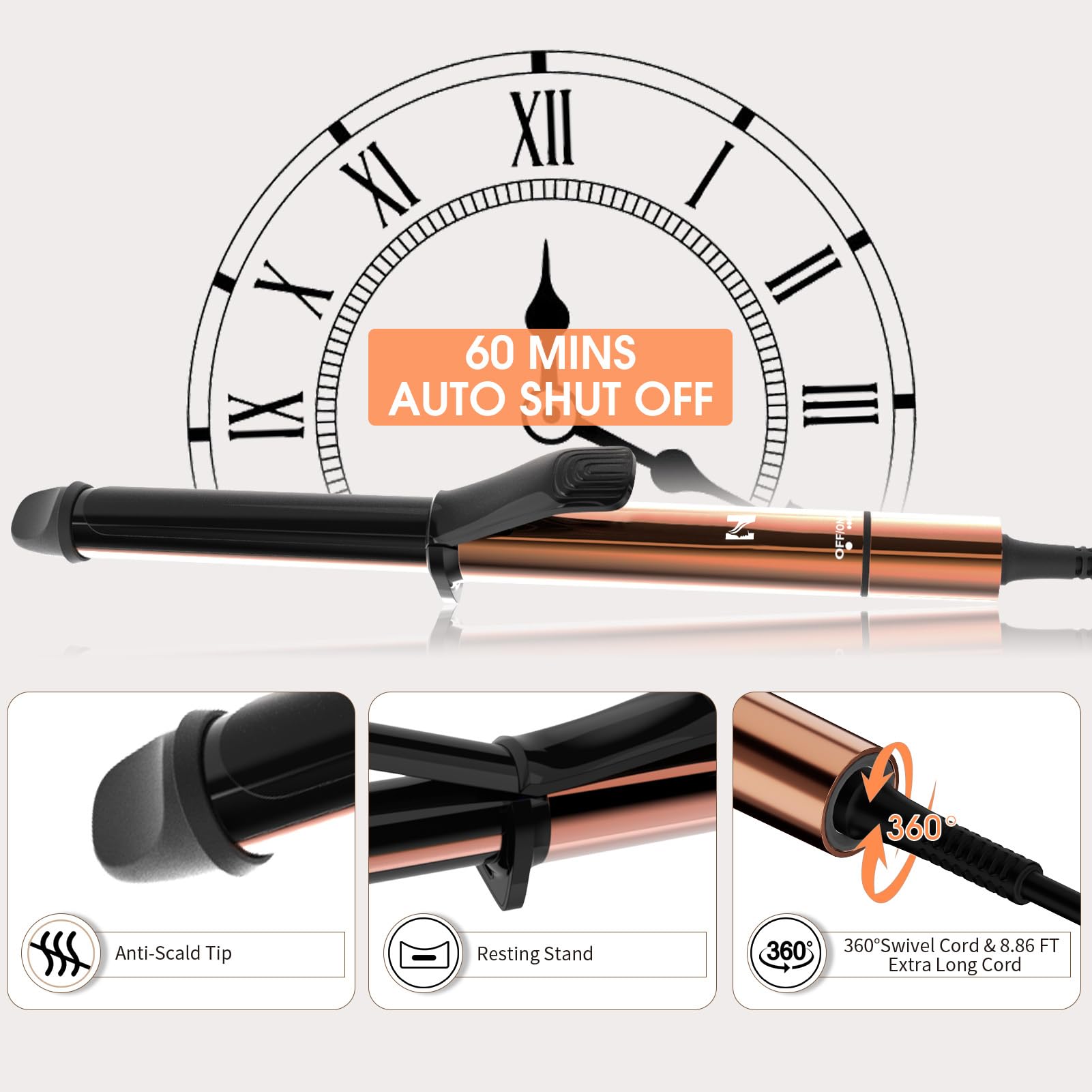 Nicebay curling iron wide voltage for international travel convenience