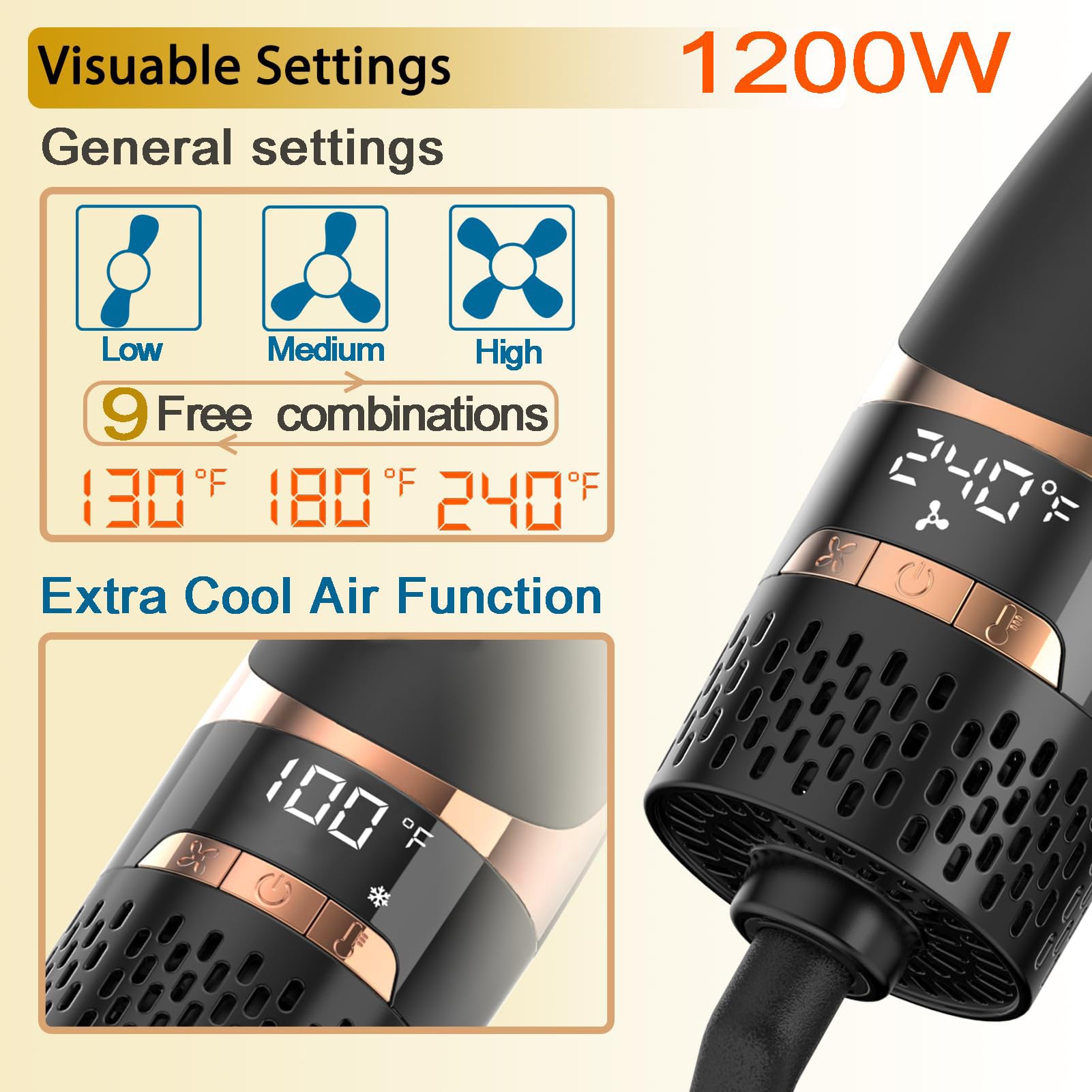 Nicebay hair dryer brush ceramic coating ensures even heat distribution with less damage