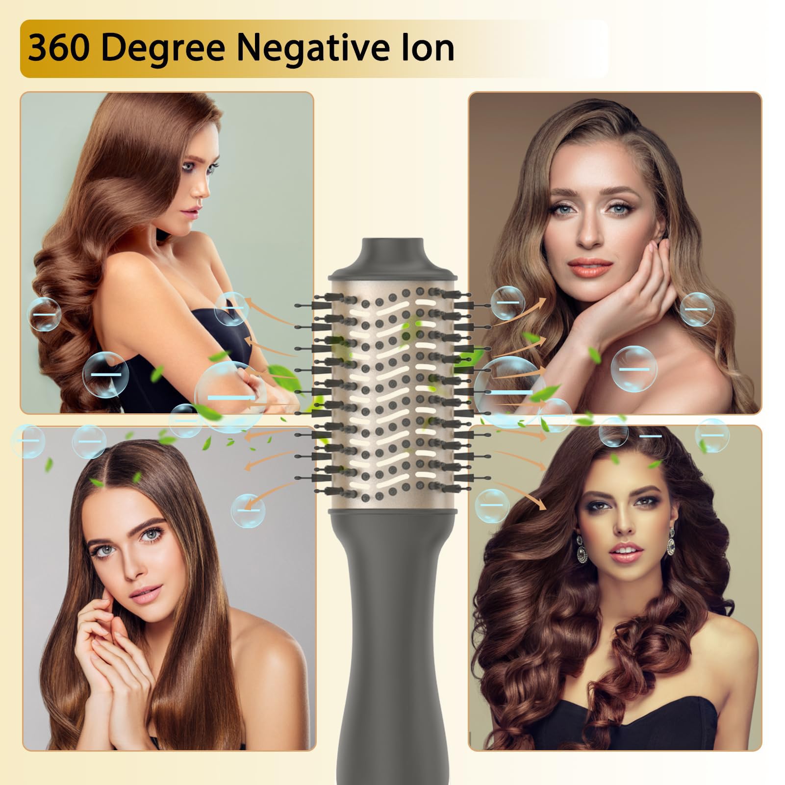Nicebay hair dryer brush cold-air mode visual demonstrates fast cooling finish