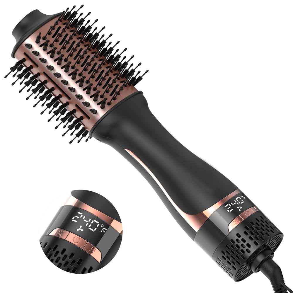 Nicebay hair dryer brush display screen enables precise temperature control for versatile styling