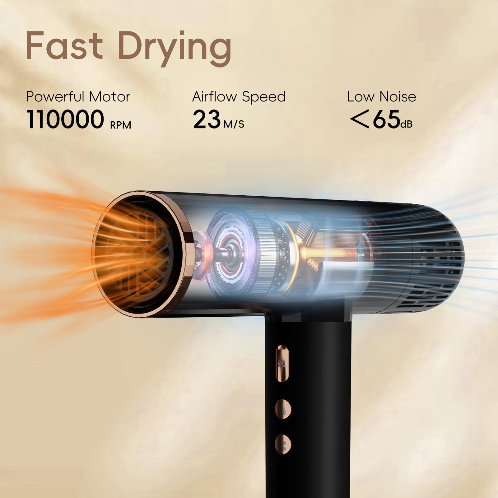 Nicebay ionic hair dryer concentrator-attachment close-up for precise styling
