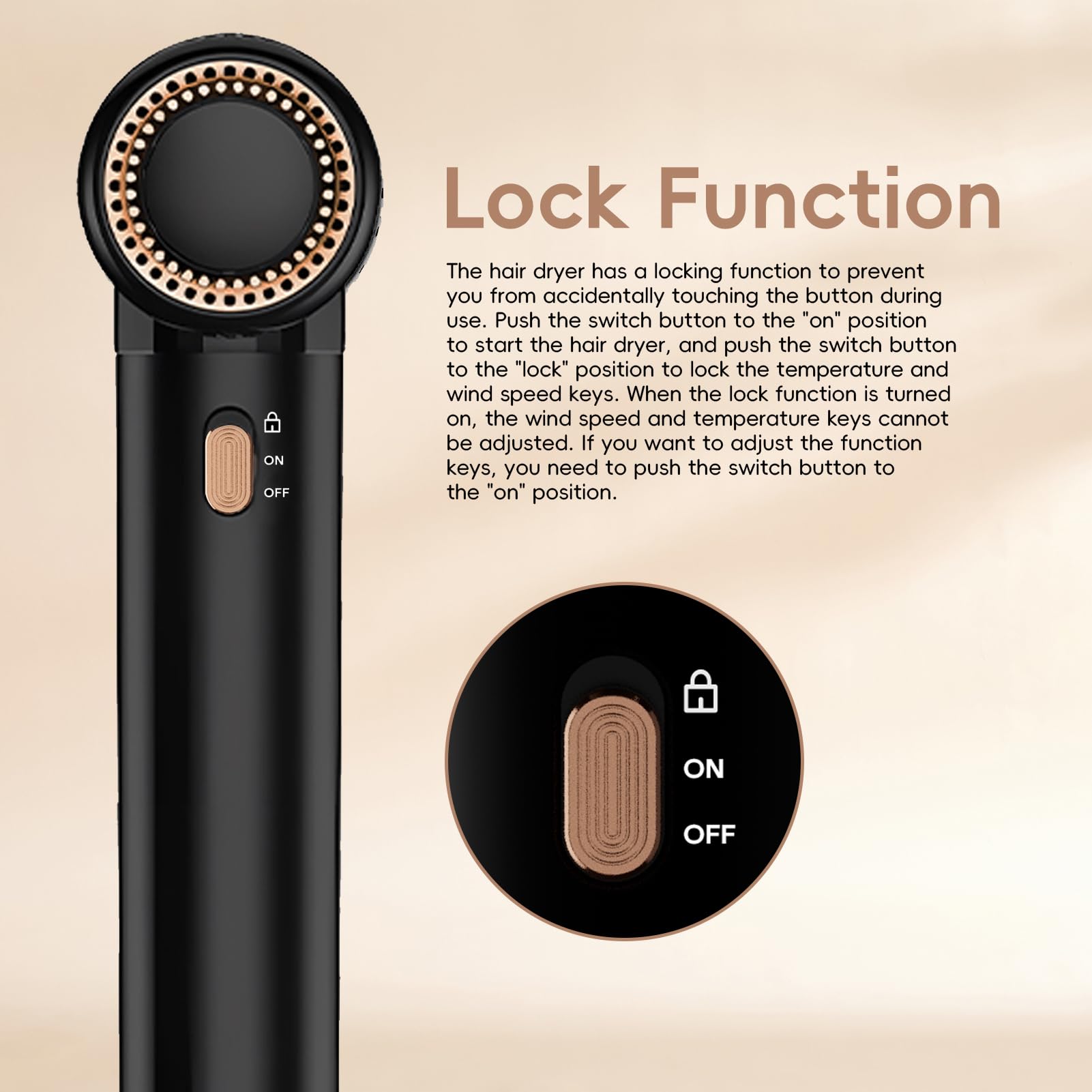 Nicebay ionic hair dryer lightweight design visible for easy handling